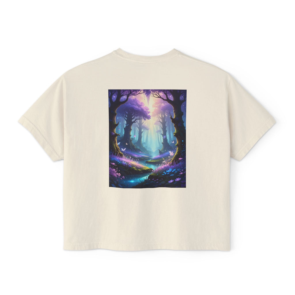 Mystical Forest Women's Boxy Tee — Enchanted Path Art Shirt