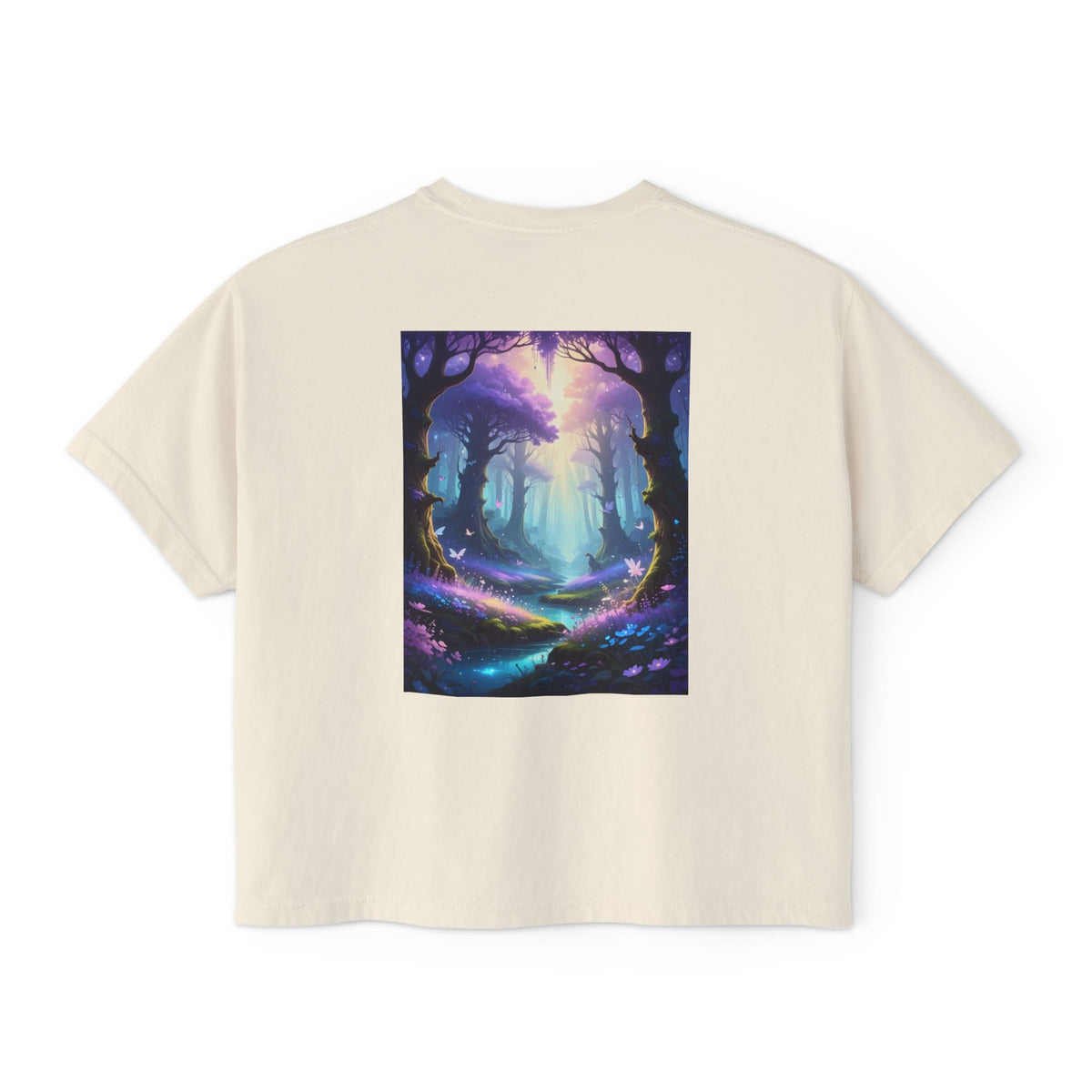 Mystical Forest Women's Boxy Tee — Enchanted Path Art Shirt