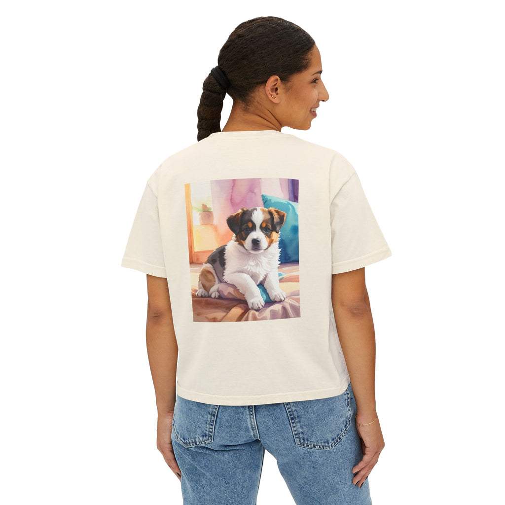 Boxy Tee — Cute Puppy Photo Graphic T-Shirt