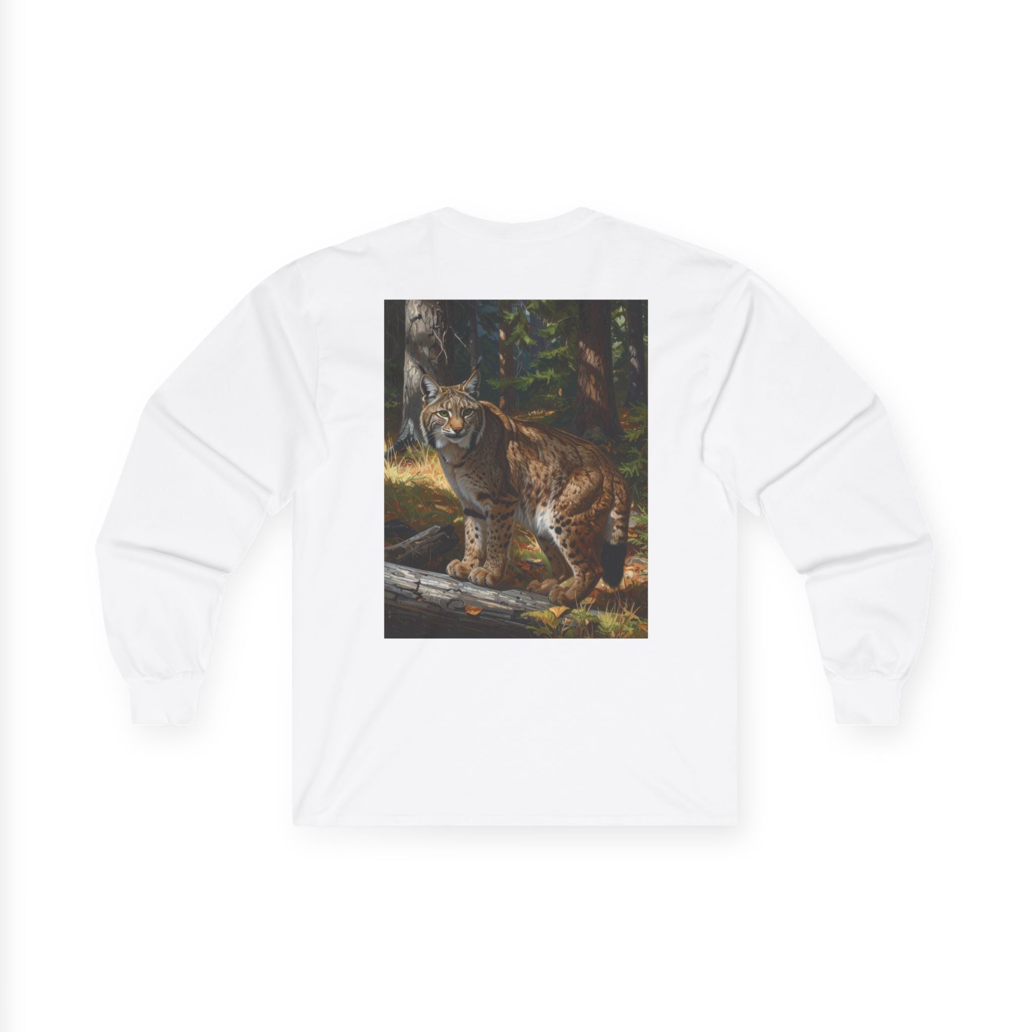Bobcat Wilderness Long Sleeve Tee — Realistic Forest Cat Graphic