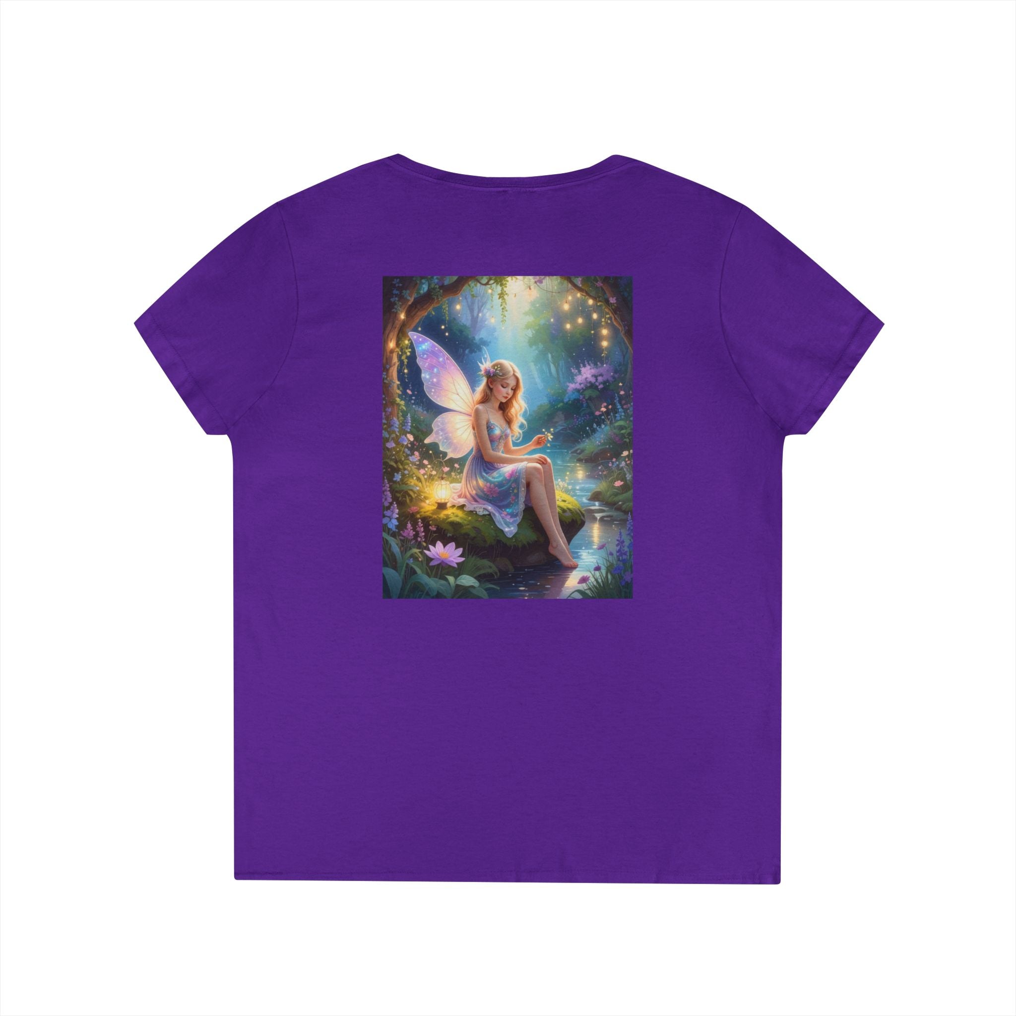 Fairy Garden V-Neck Tee — Ethereal Winged Fairy Print