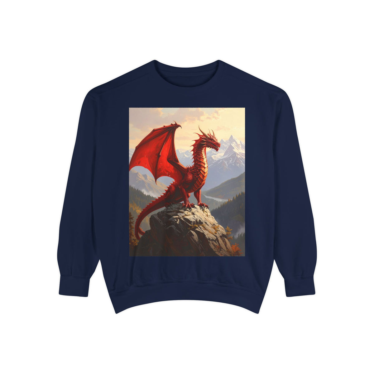 Dragon Crest Sweatshirt — Red Dragon Mountain Fantasy Crewneck