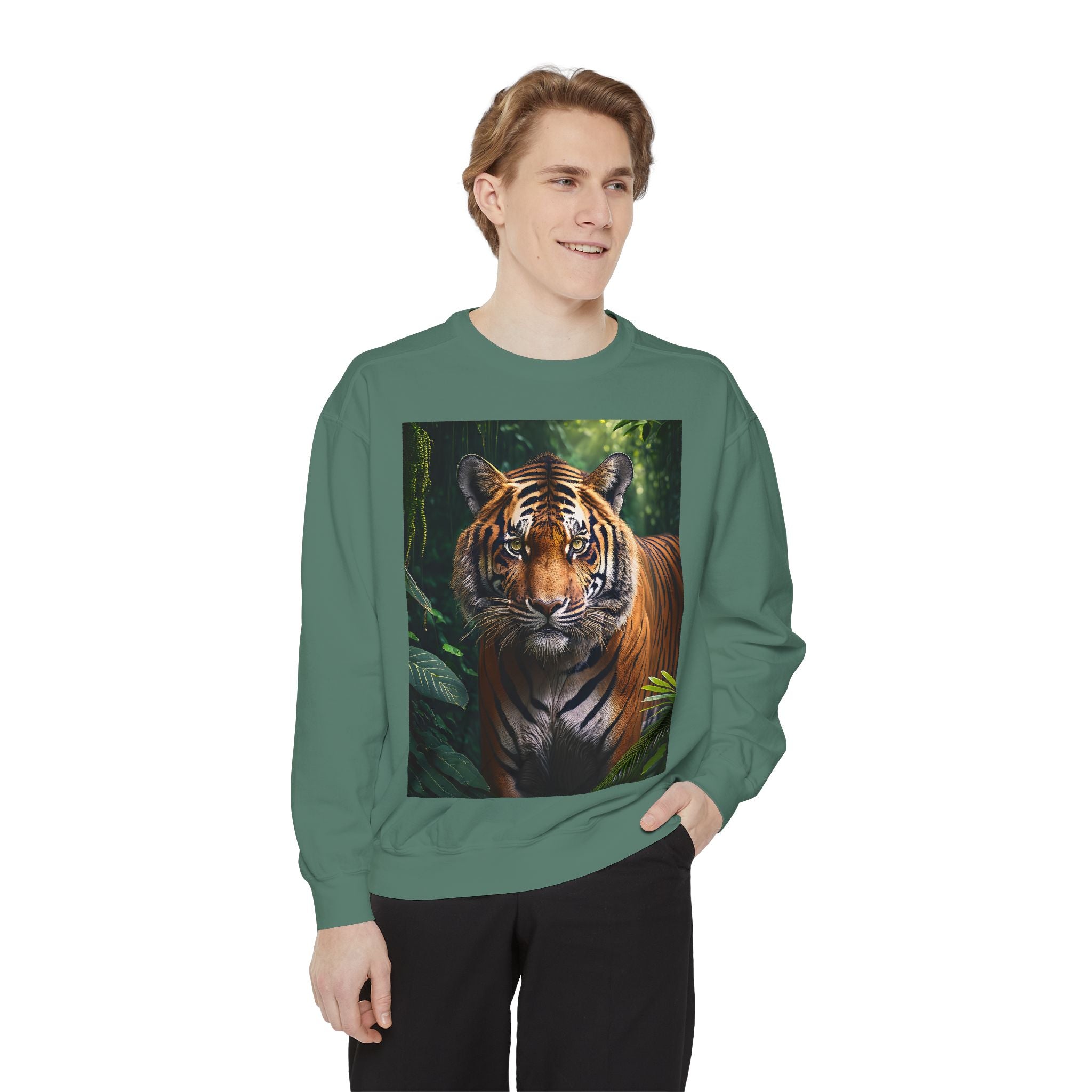Tiger Portrait Sweatshirt — Realistic Jungle Tiger Graphic Crewneck