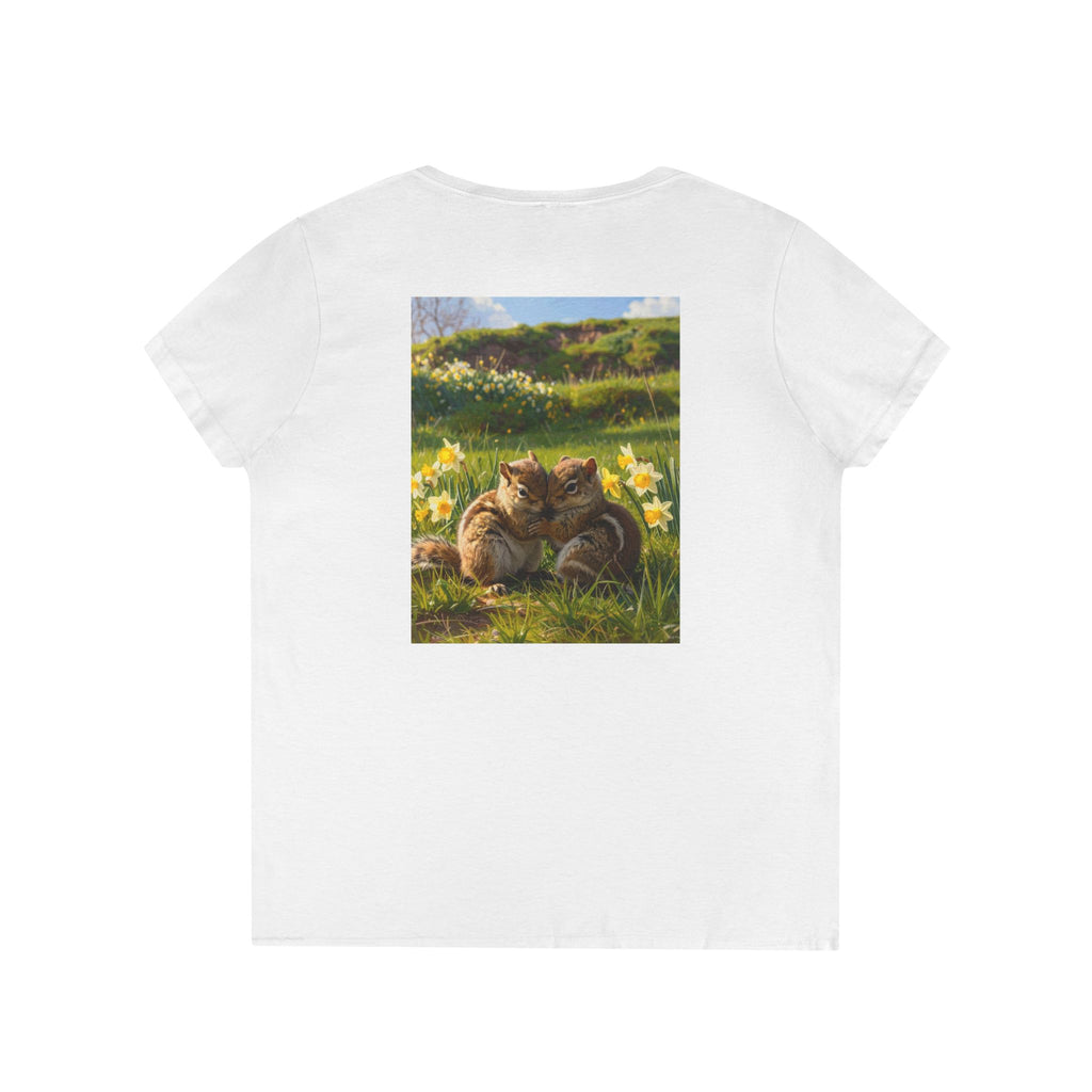 Spring Daffodil Chipmunks V-Neck Tee