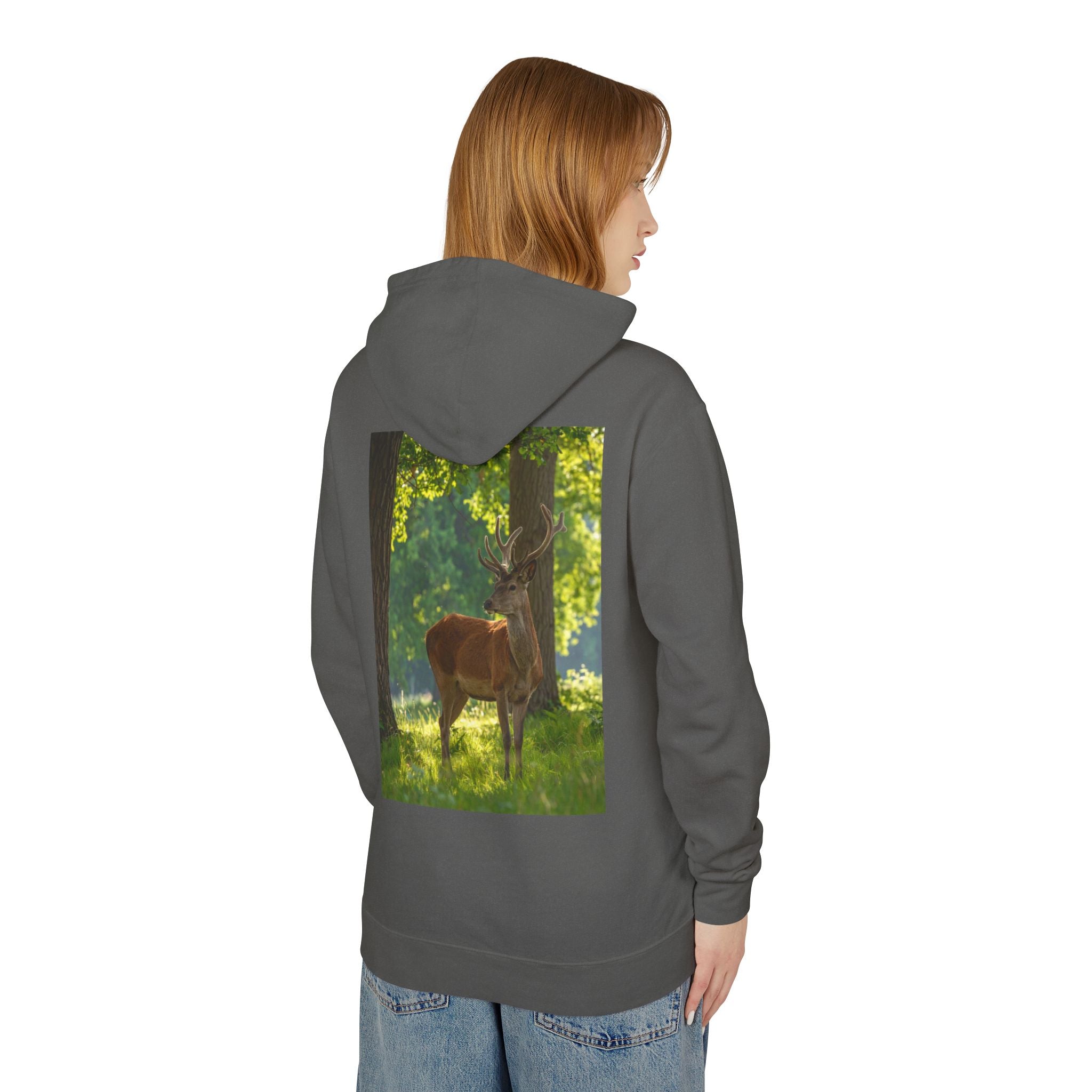Deer in Sunlit Forest Hoodie — Nature Wildlife Photo Sweatshirt