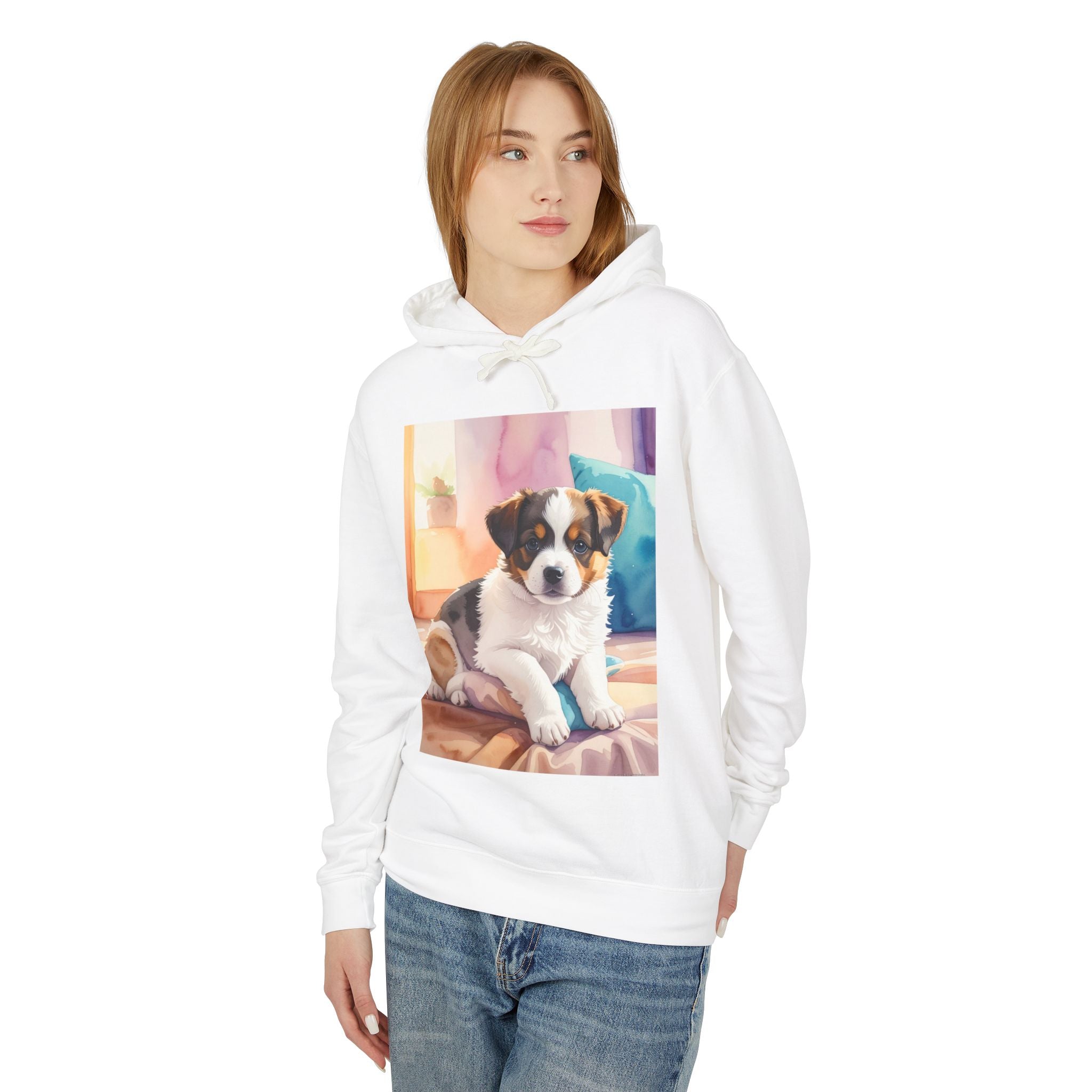Puppy Portrait Hoodie — Cute Dog Photo Lightweight Hooded Sweatshirt
