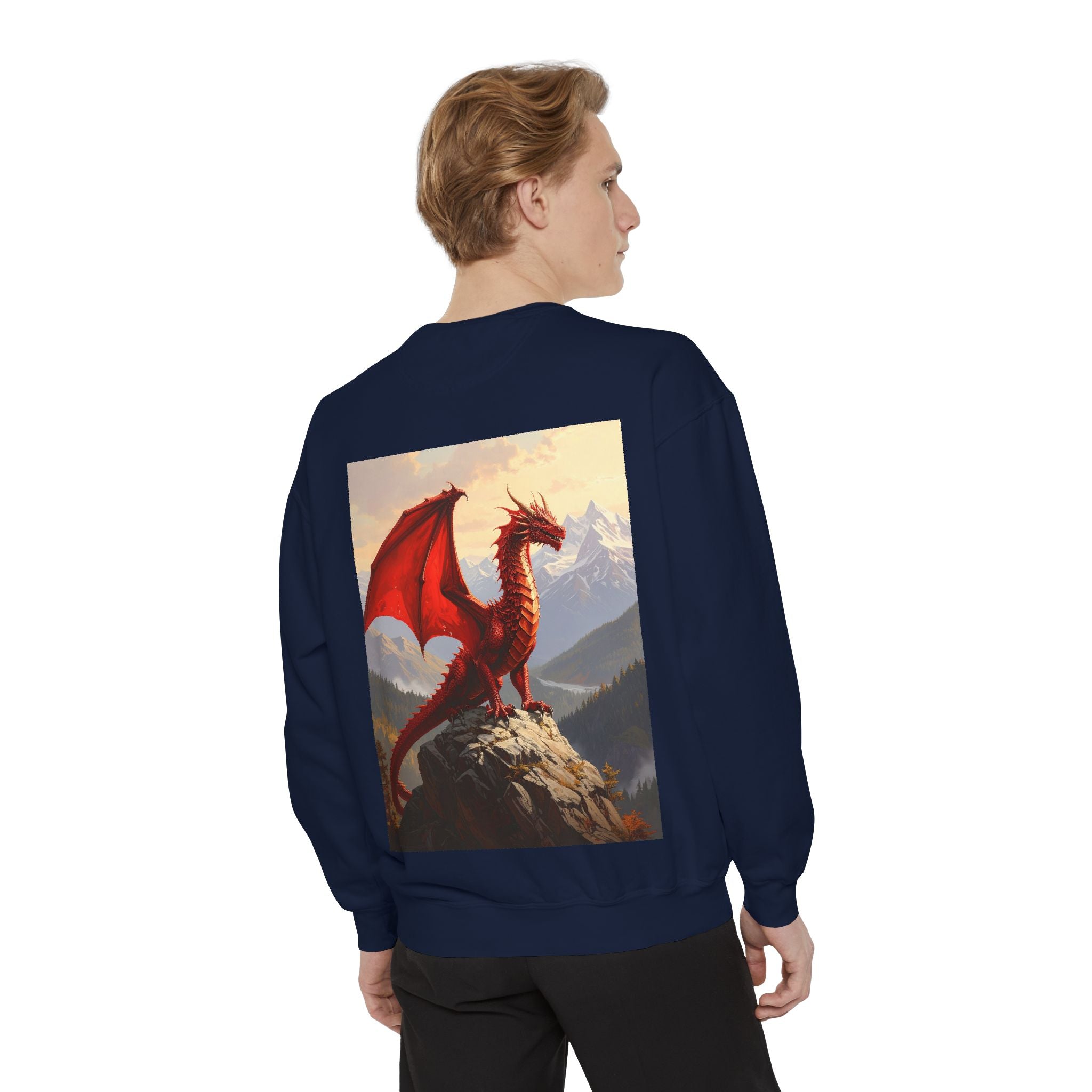 Dragon Crest Sweatshirt — Red Dragon Mountain Fantasy Crewneck