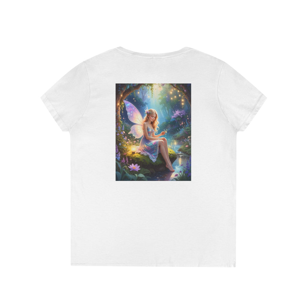 Fairy Garden V-Neck Tee — Ethereal Winged Fairy Print