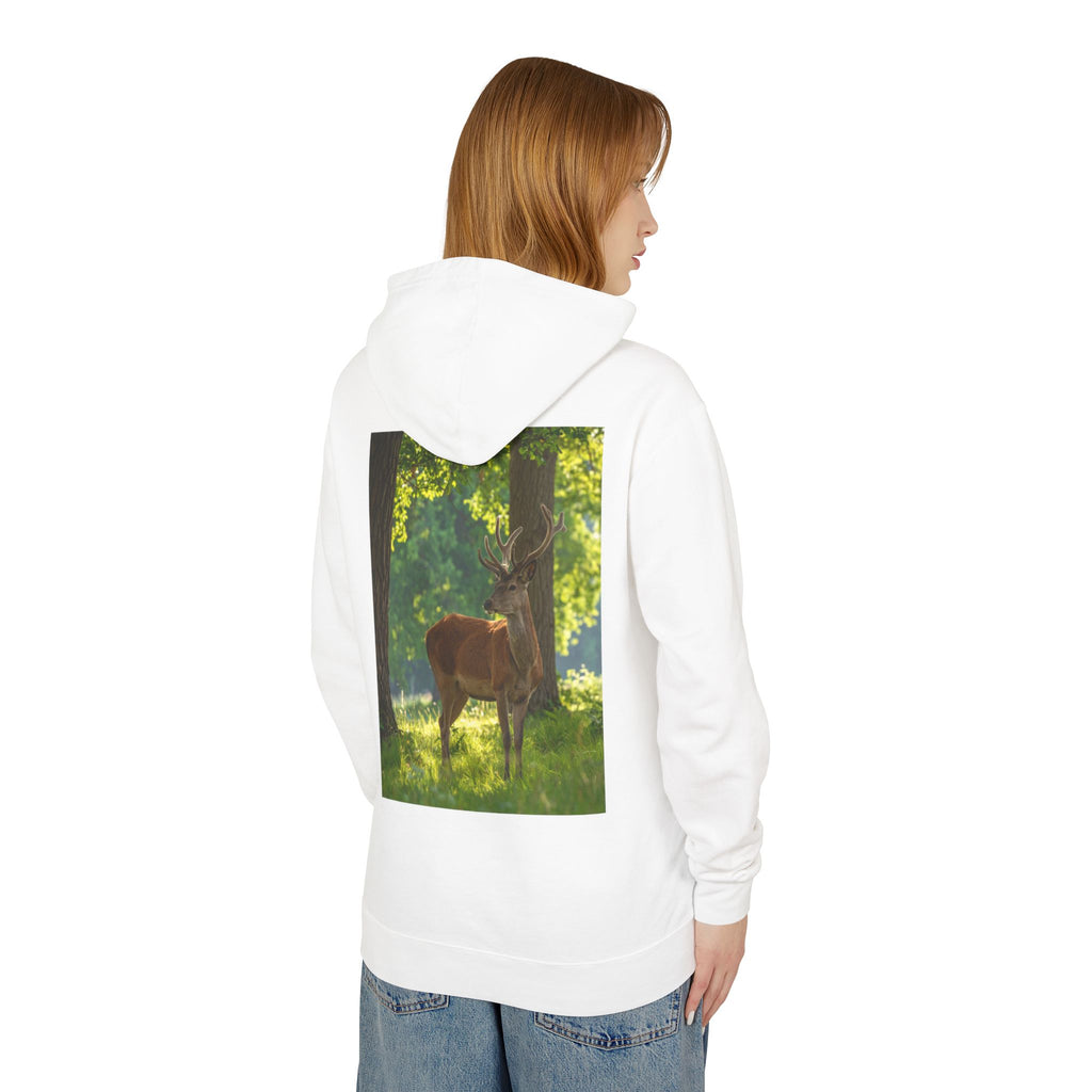 Deer in Sunlit Forest Hoodie — Nature Wildlife Photo Sweatshirt