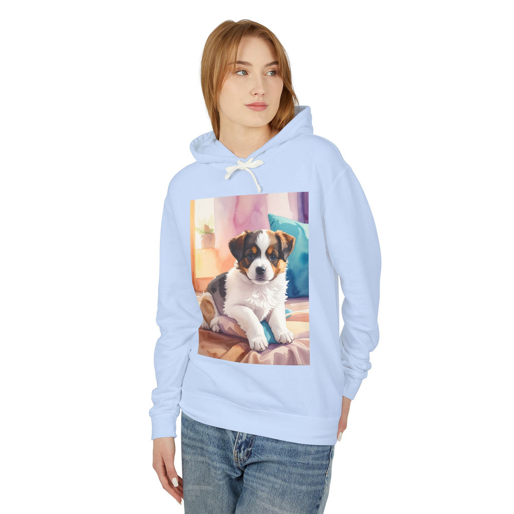 Puppy Portrait Hoodie — Cute Dog Photo Lightweight Hooded Sweatshirt