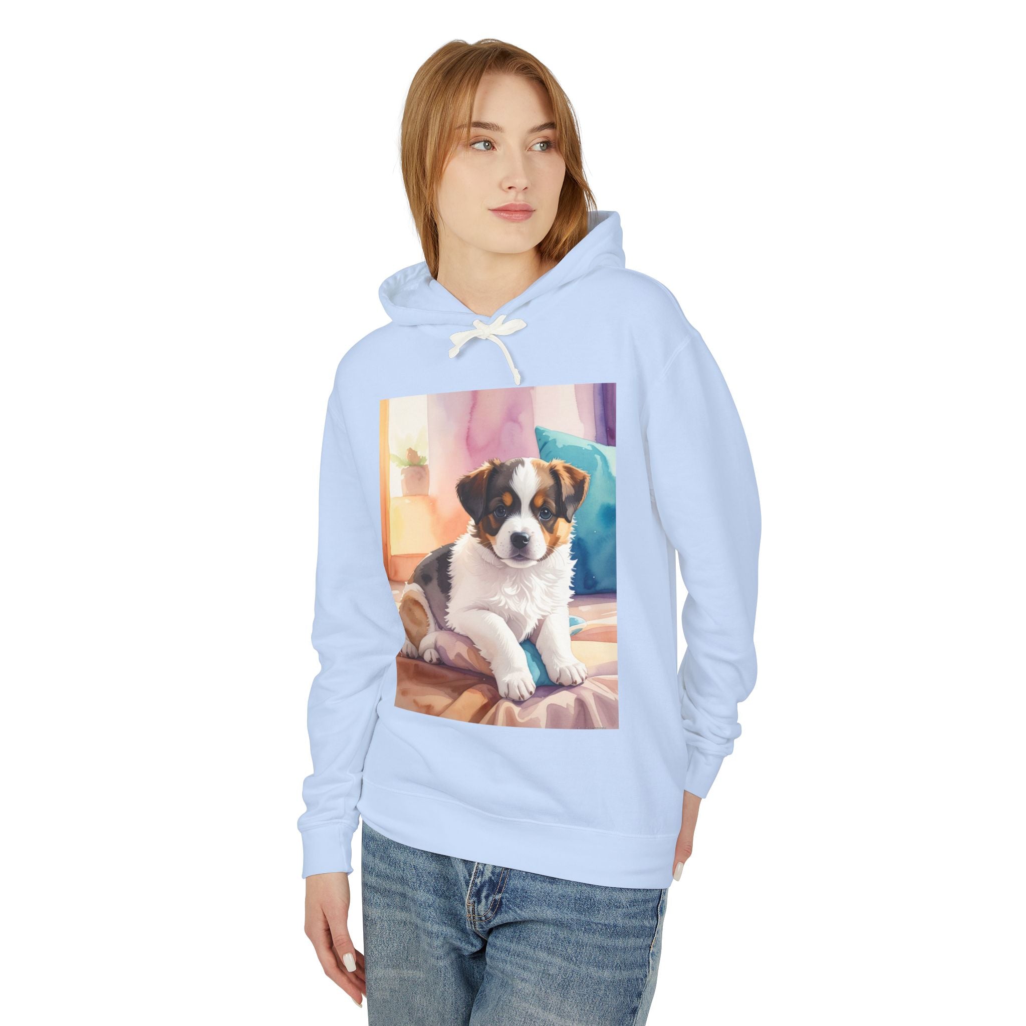 Puppy Portrait Hoodie — Cute Dog Photo Lightweight Hooded Sweatshirt