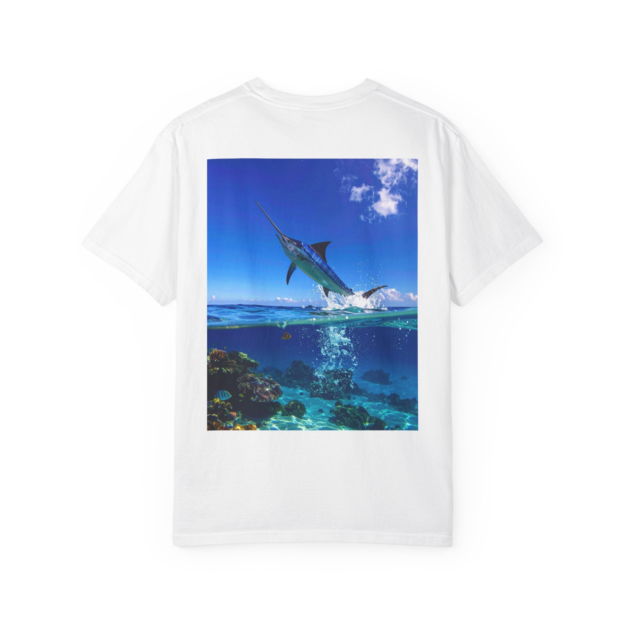 Sailfish Ocean Graphic T-Shirt — Tropical Marlin Jump Photo Tee