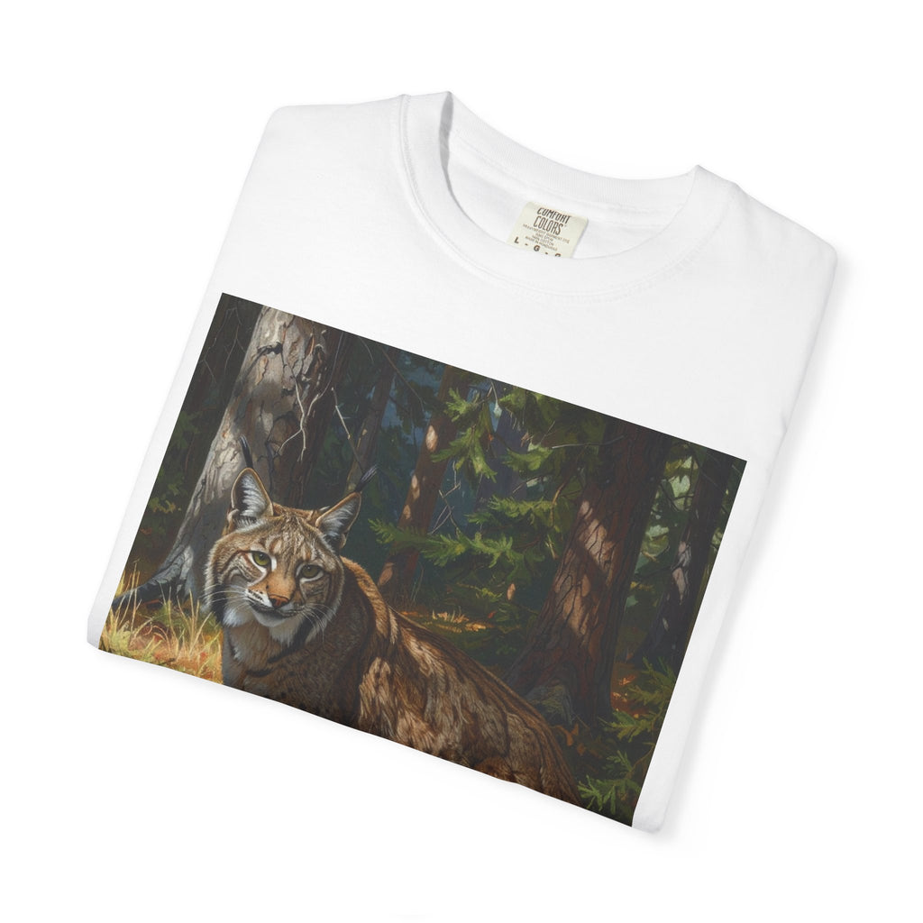 Bobcat in the Forest T-Shirt — Realistic Wildcat Nature Tee
