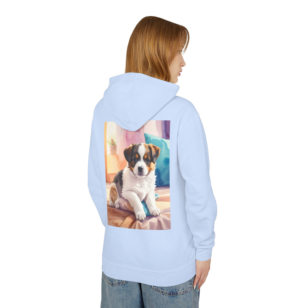 Puppy Portrait Hoodie — Cute Dog Photo Lightweight Hooded Sweatshirt