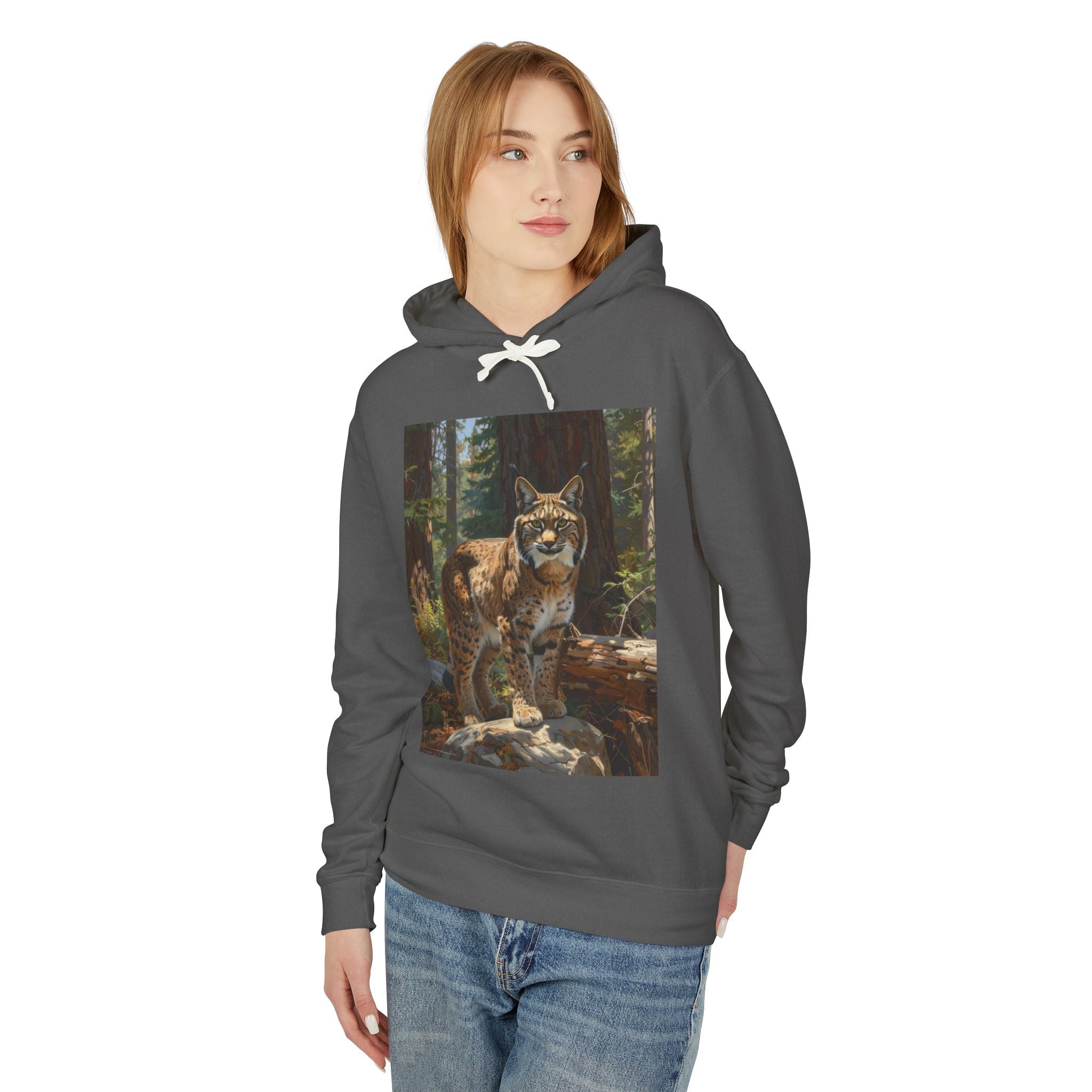 Bobcat Forest Hoodie — Wildcat Nature Graphic Sweatshirt