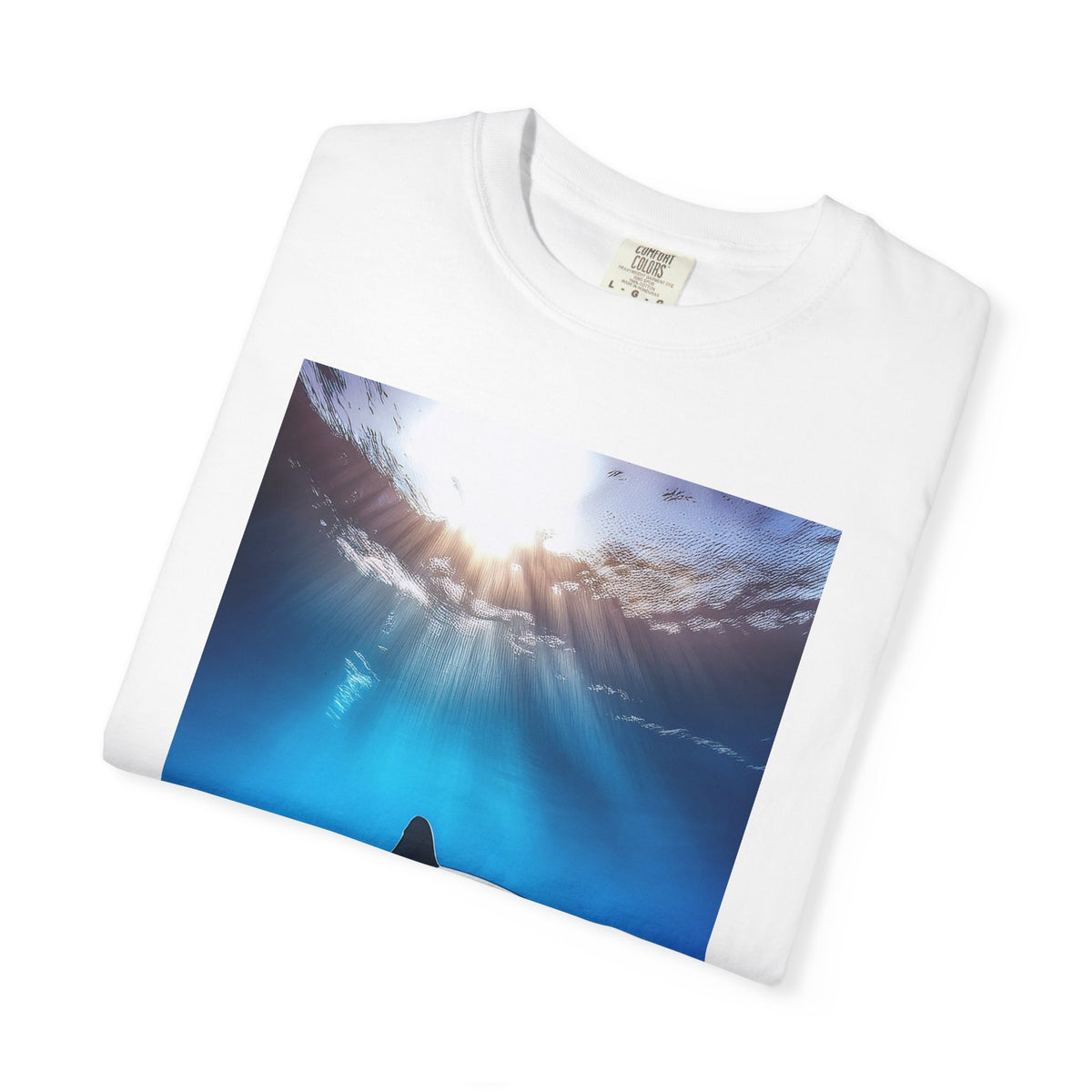 Shark Ocean Graphic Tee — Underwater Sunlight Swim Scene