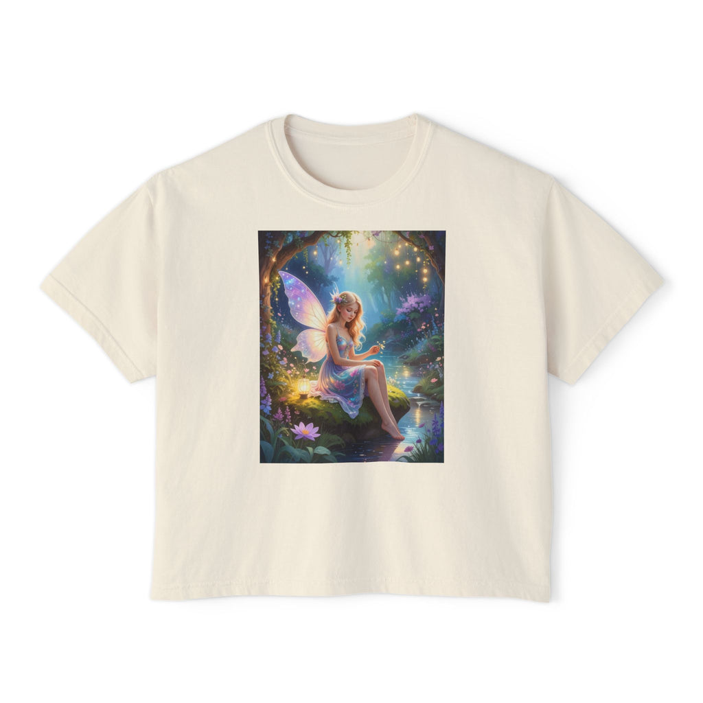 Fairy Garden Tee — Magical Winged Fairy Illustration Women's Boxy T-Shirt