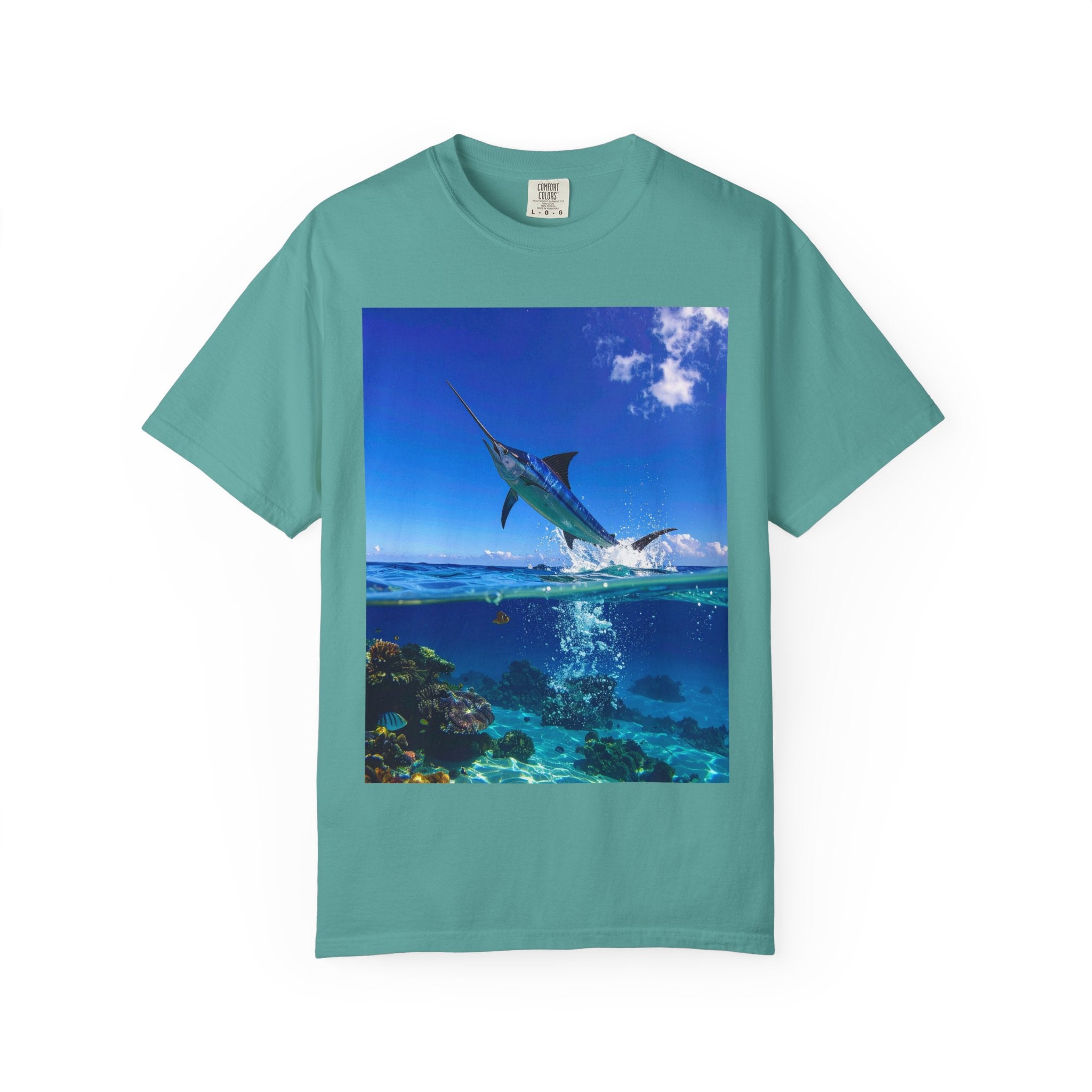 Sailfish Ocean Graphic T-Shirt — Tropical Marlin Jump Photo Tee