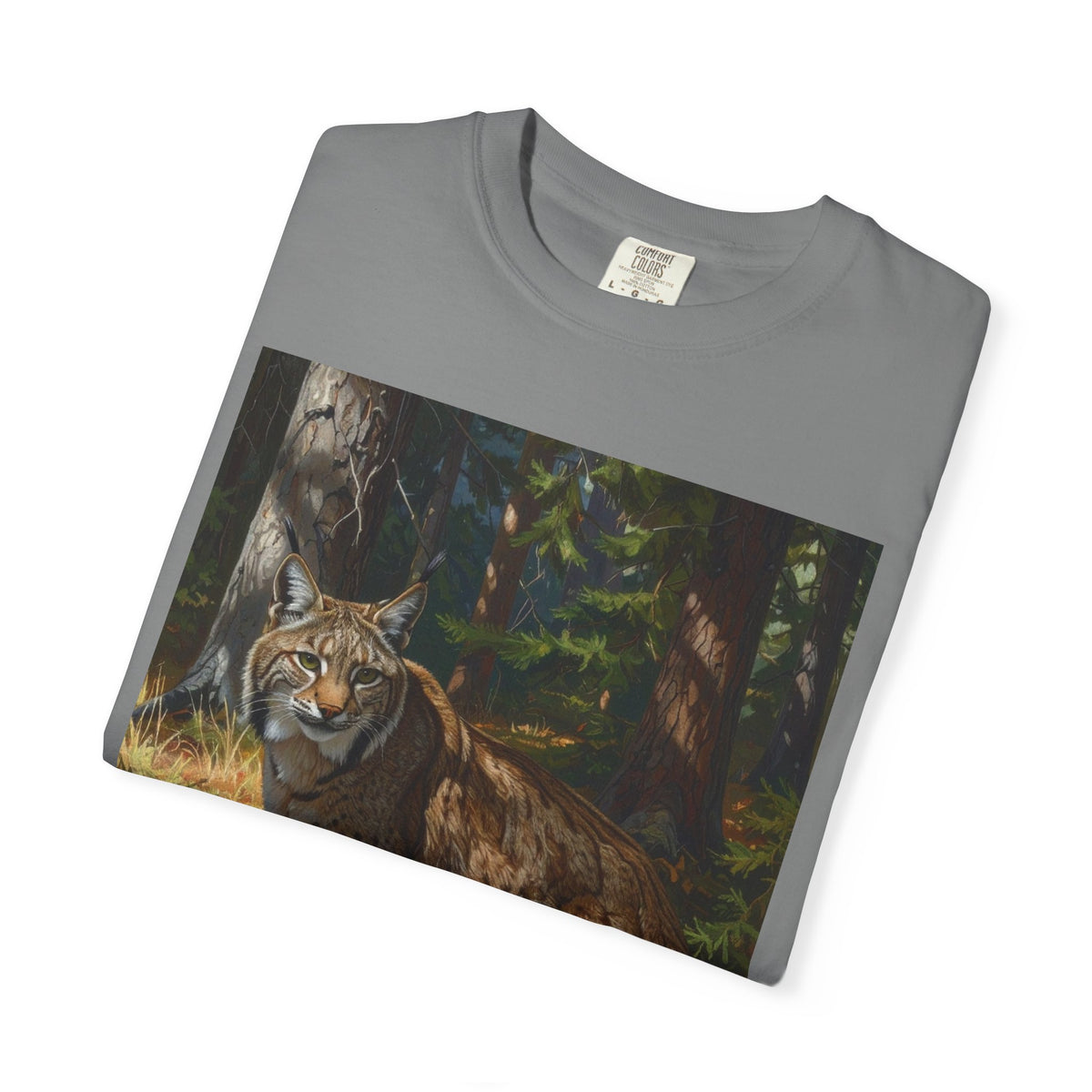 Bobcat in the Forest T-Shirt — Realistic Wildcat Nature Tee