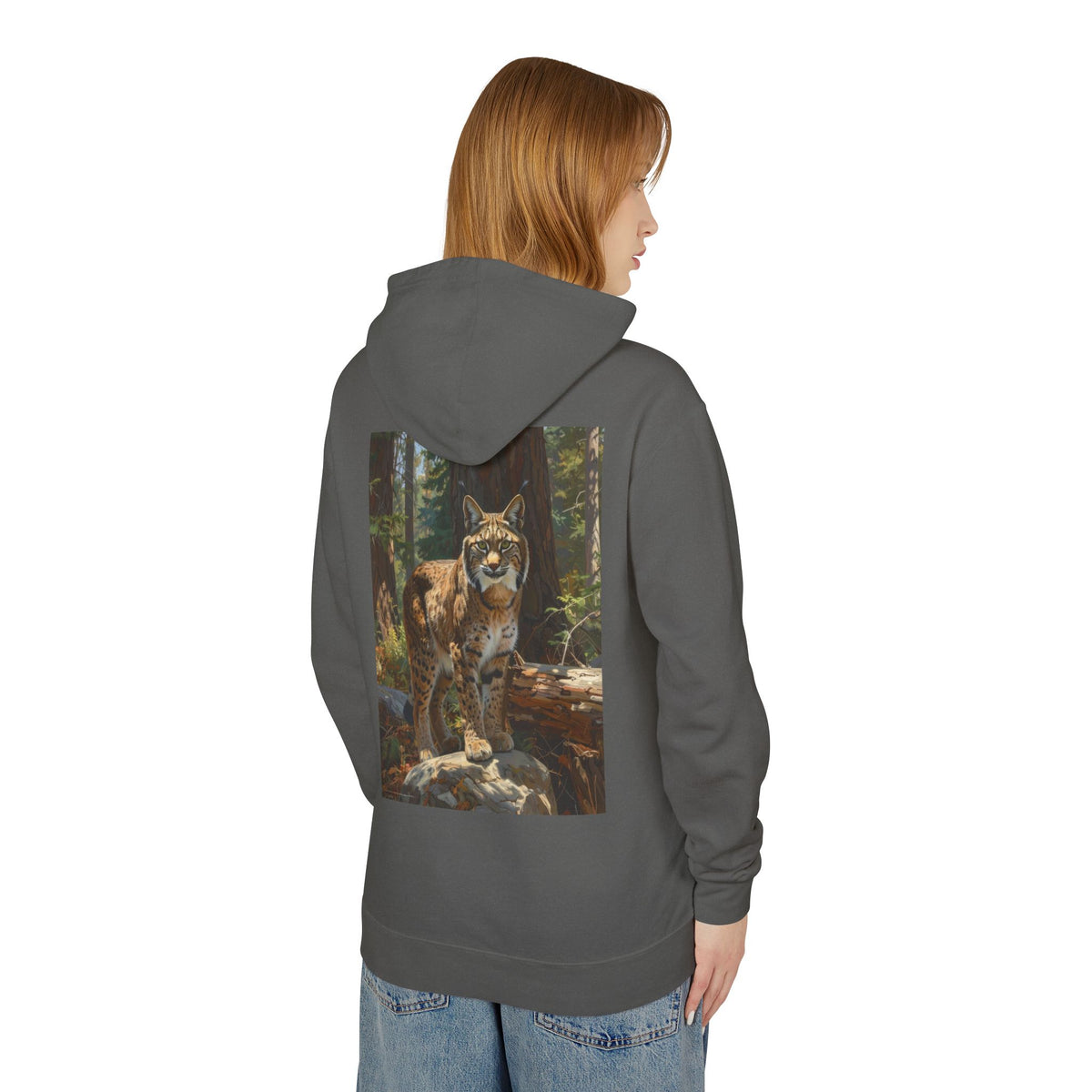 Bobcat Forest Hoodie — Wildcat Nature Graphic Sweatshirt