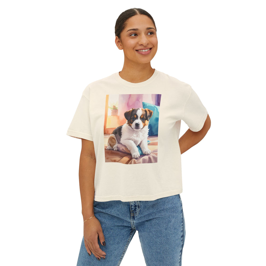 Boxy Tee — Cute Puppy Photo Graphic T-Shirt