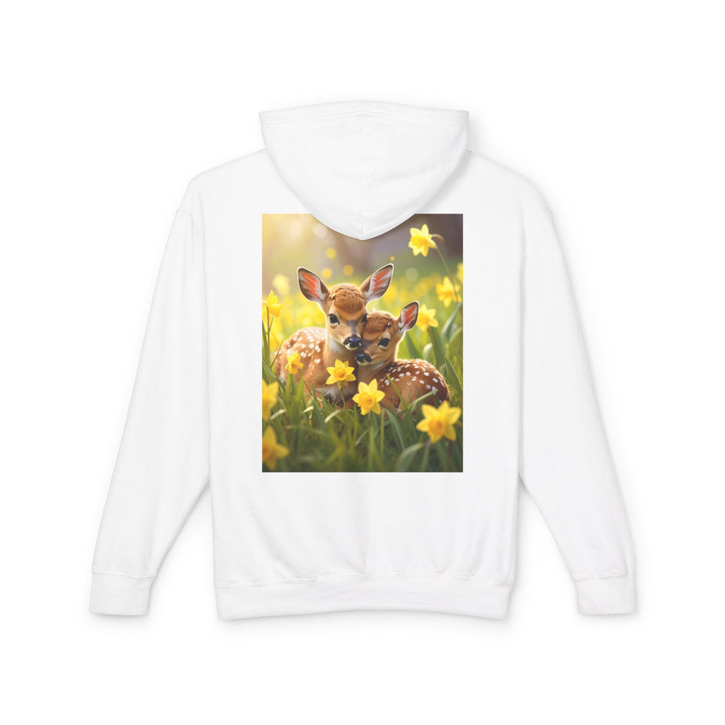 Deer Fawn Daffodil Hoodie — Cute Spring Animal Graphic Sweatshirt