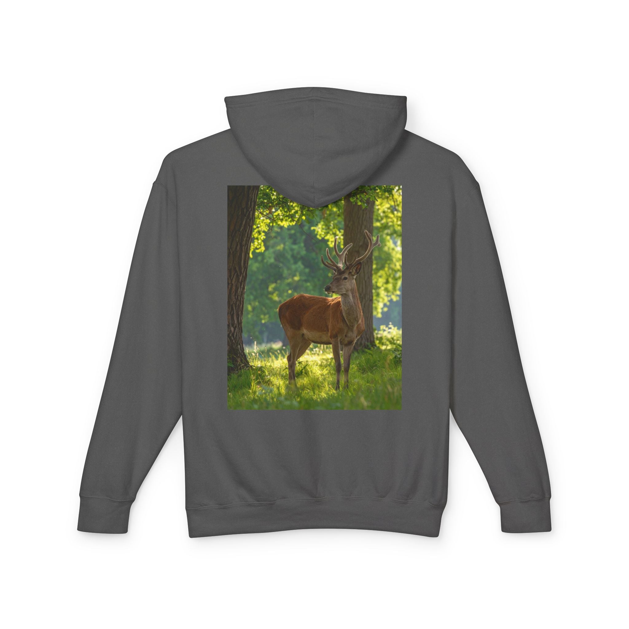 Deer in Sunlit Forest Hoodie — Nature Wildlife Photo Sweatshirt
