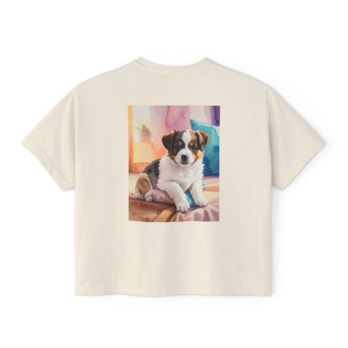 Boxy Tee — Cute Puppy Photo Graphic T-Shirt