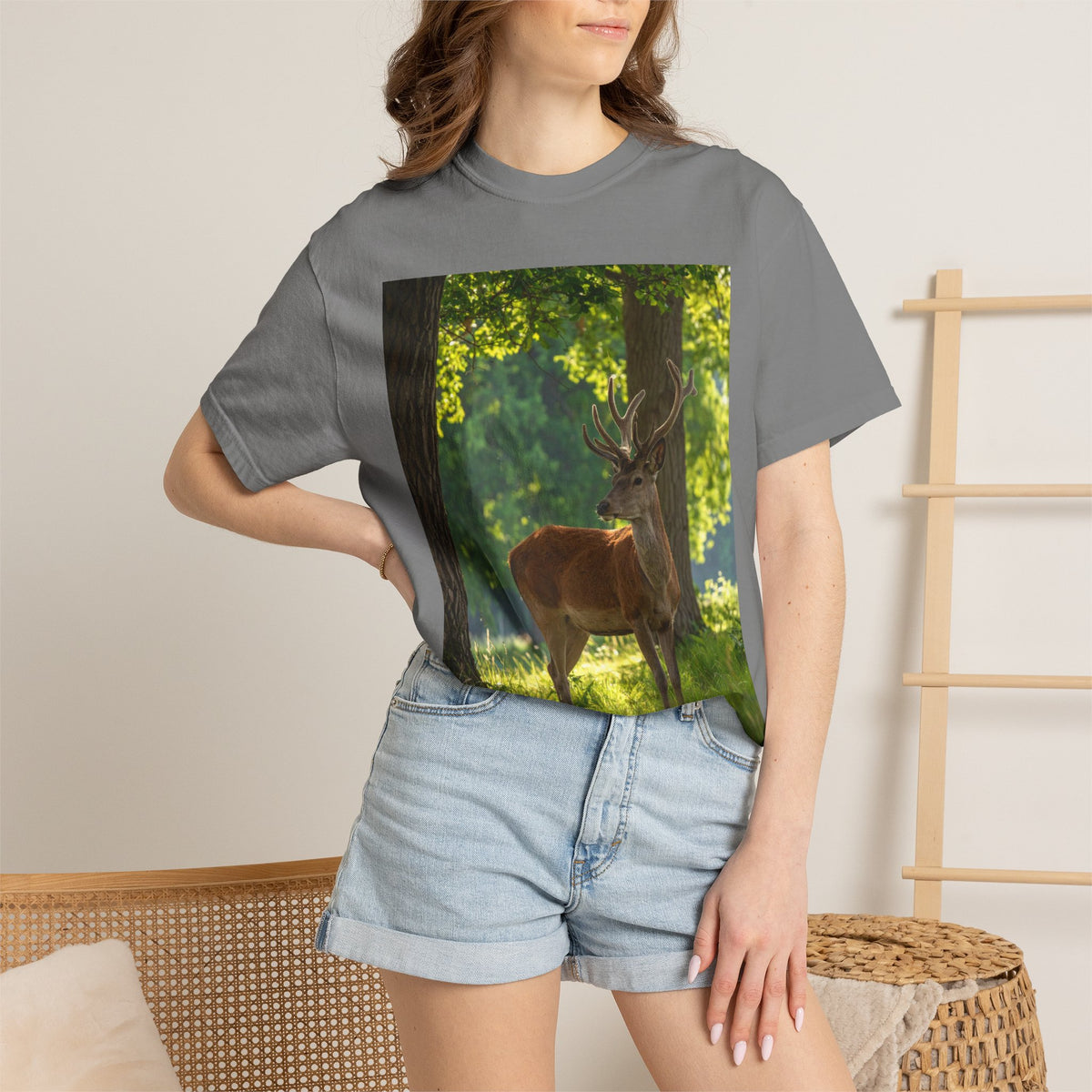 Deer In Sunlight T-Shirt — Majestic Buck Wildlife Graphic Tee