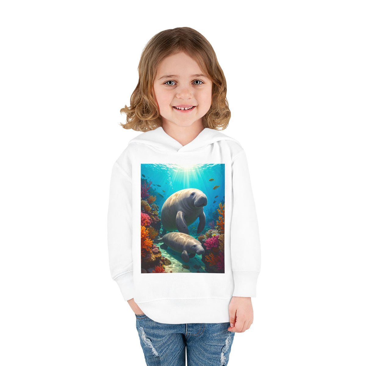Manatee & Cub Toddler Pullover Fleece Hoodie
