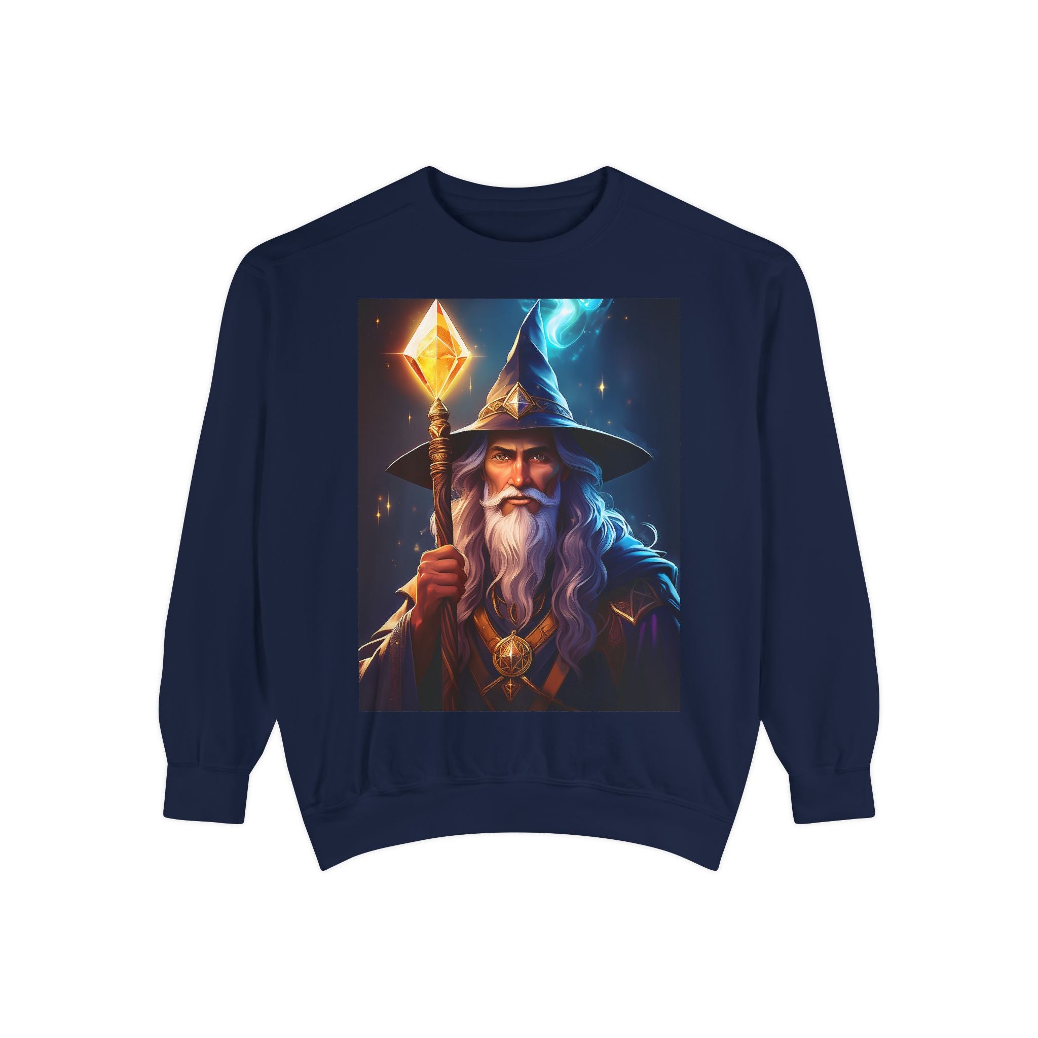 Wizard Staff Sweatshirt — Mystic Fantasy Mage Portrait Crewneck