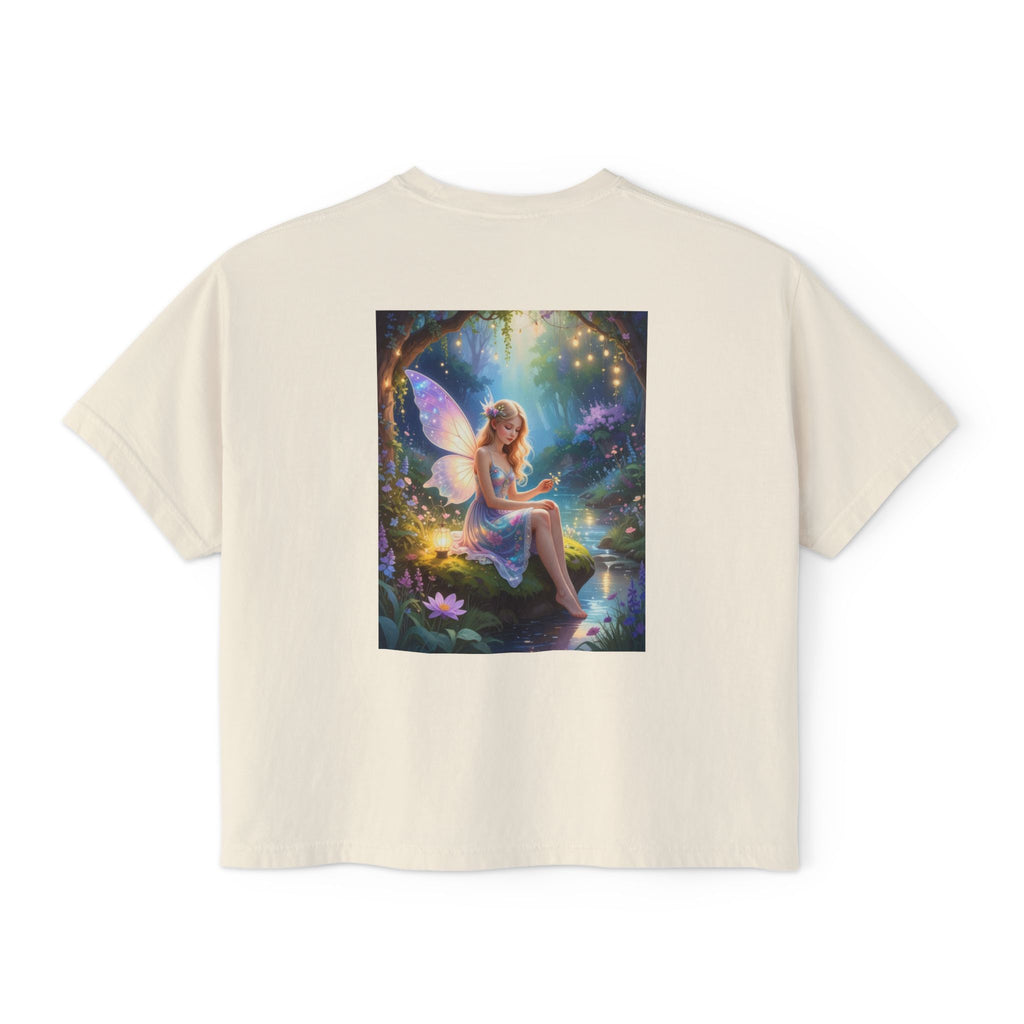 Fairy Garden Tee — Magical Winged Fairy Illustration Women's Boxy T-Shirt