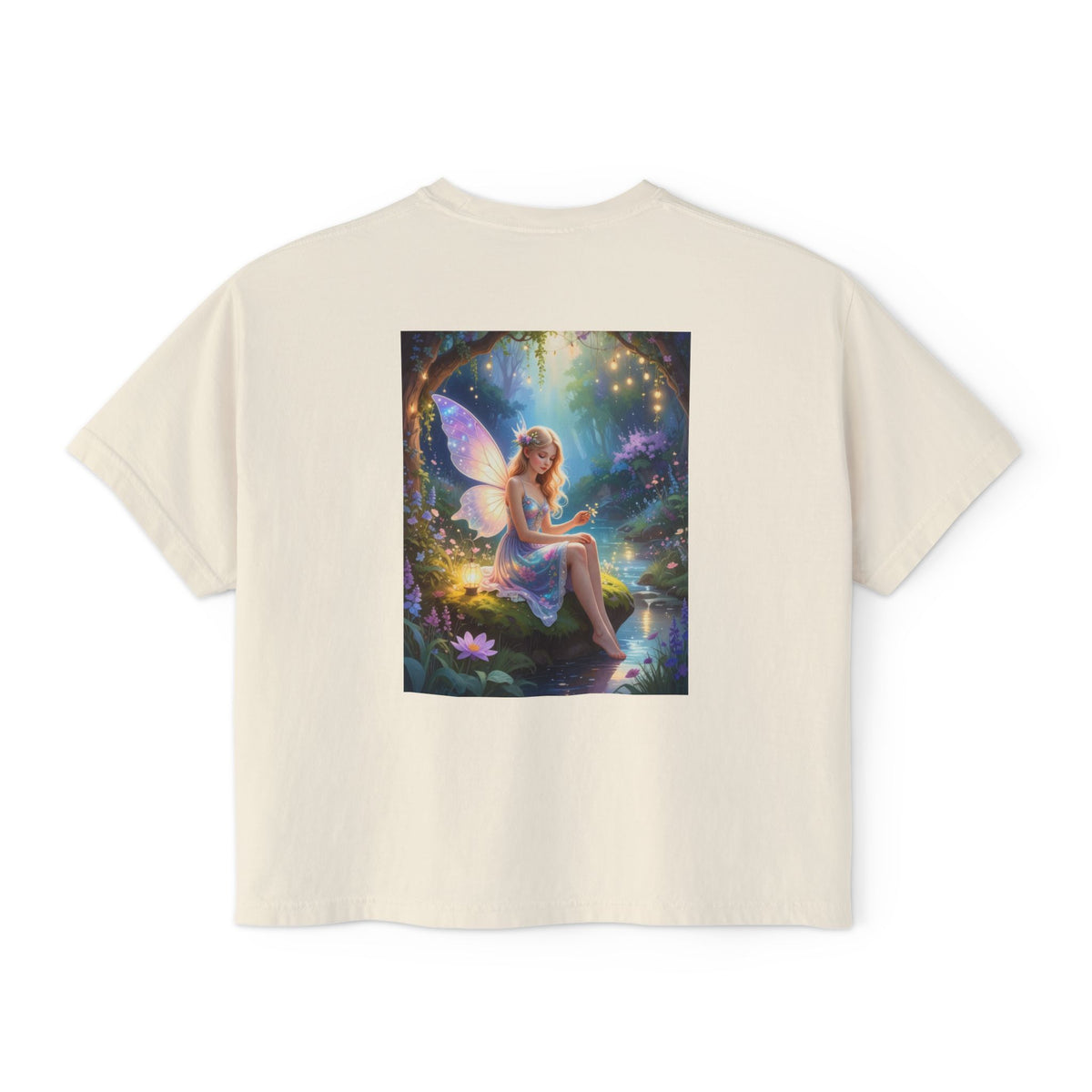 Fairy Garden Tee — Magical Winged Fairy Illustration Women's Boxy T-Shirt