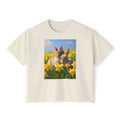 Bunny & Daffodils Women's Boxy Tee — Cute Spring Rabbit Graphic Shirt