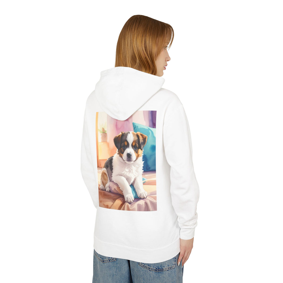 Puppy Portrait Hoodie — Cute Dog Photo Lightweight Hooded Sweatshirt