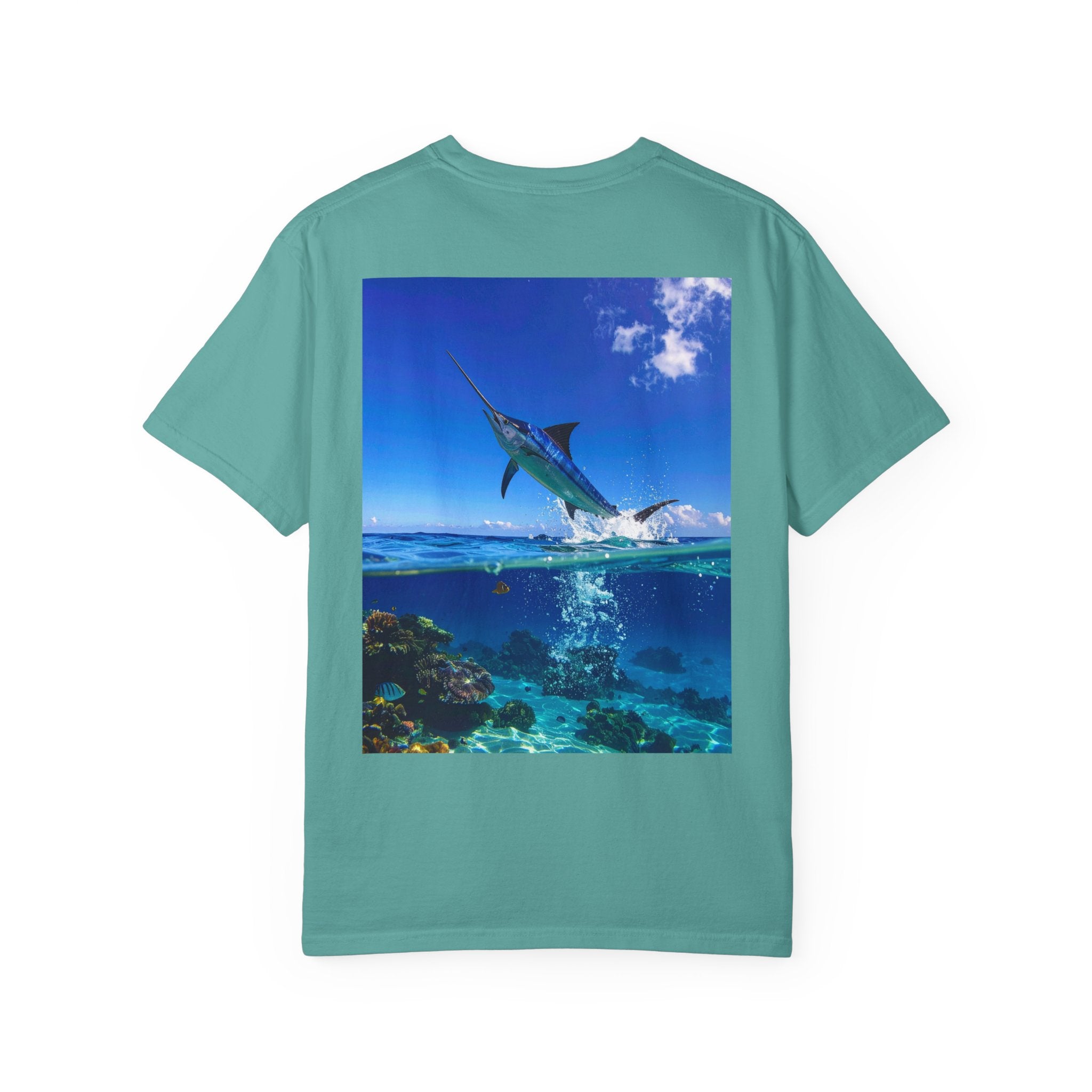 Sailfish Ocean Graphic T-Shirt — Tropical Marlin Jump Photo Tee