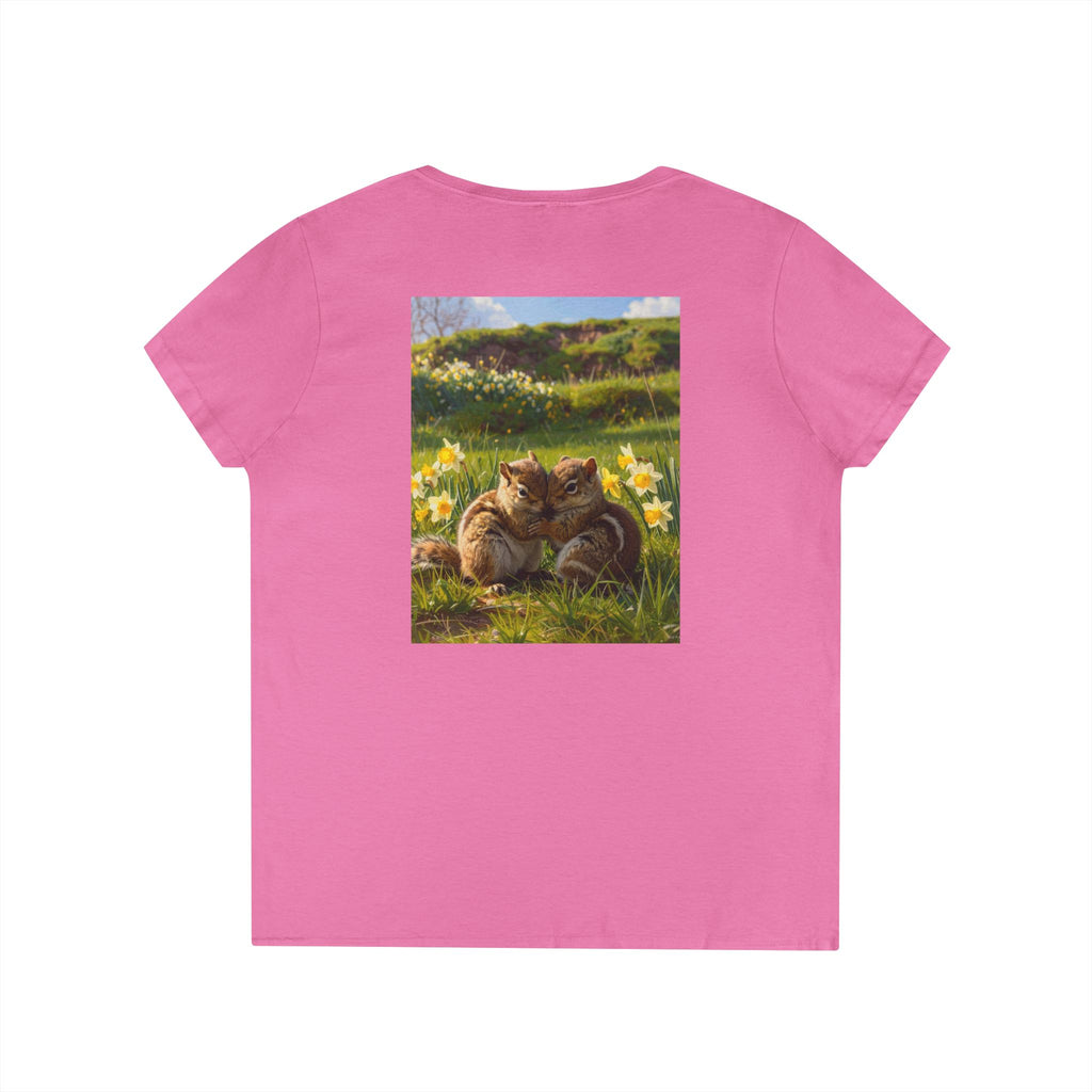 Spring Daffodil Chipmunks V-Neck Tee