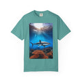 Shark Ocean Graphic Tee — Underwater Sunlight Swim Scene