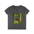 Deer in Sunlit Forest Ladies' V-Neck T‑Shirt