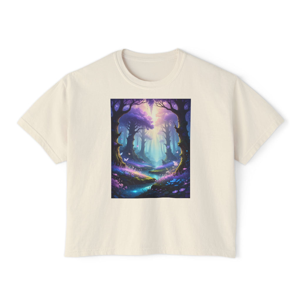 Mystical Forest Women's Boxy Tee — Enchanted Path Art Shirt