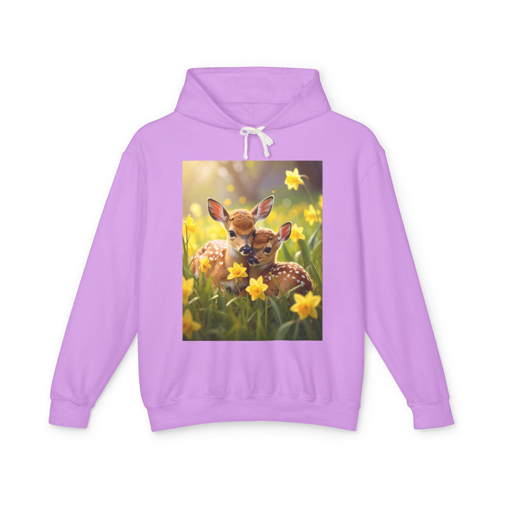 Deer Fawn Daffodil Hoodie — Cute Spring Animal Graphic Sweatshirt