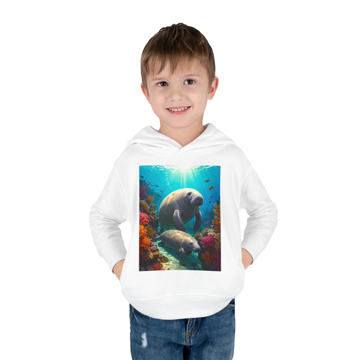 Manatee & Cub Toddler Pullover Fleece Hoodie