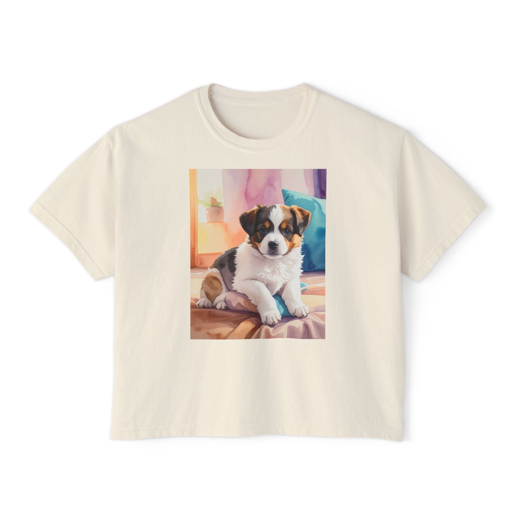 Boxy Tee — Cute Puppy Photo Graphic T-Shirt