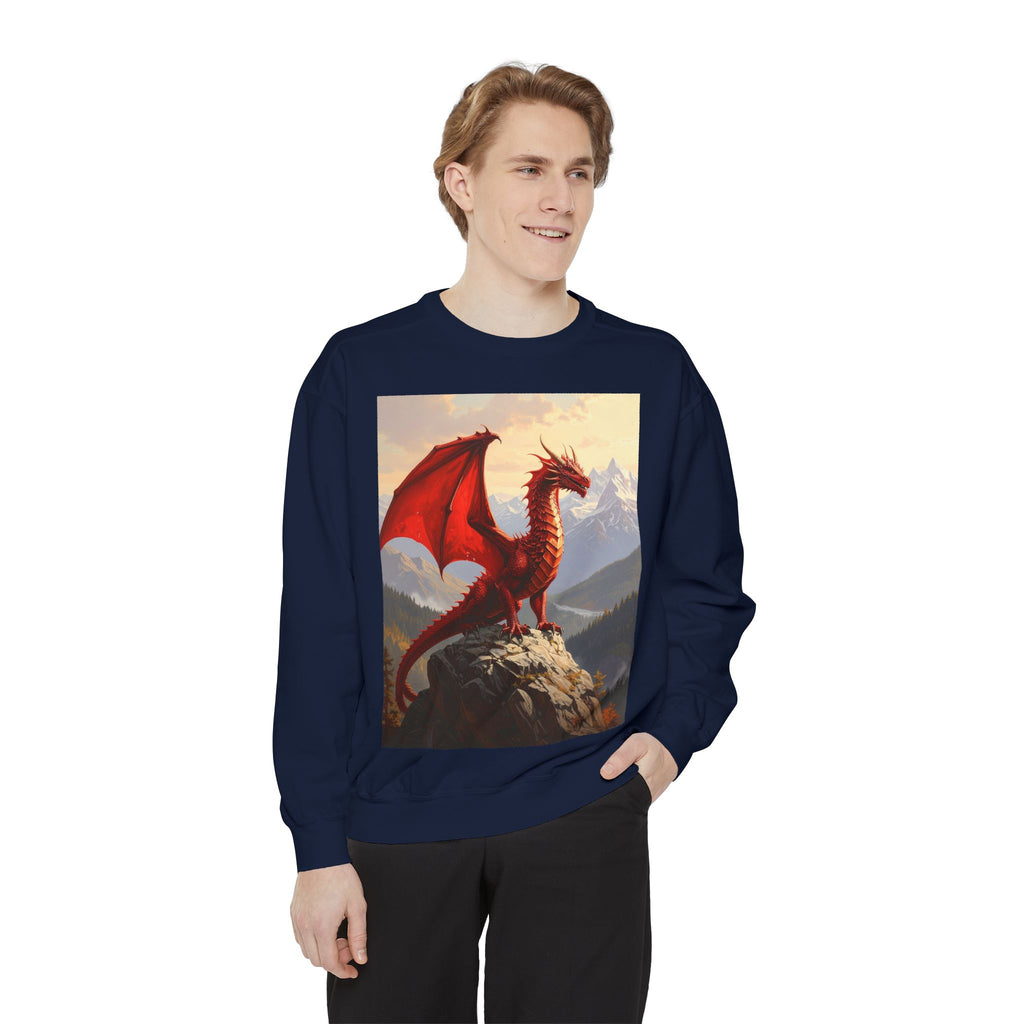 Dragon Crest Sweatshirt — Red Dragon Mountain Fantasy Crewneck