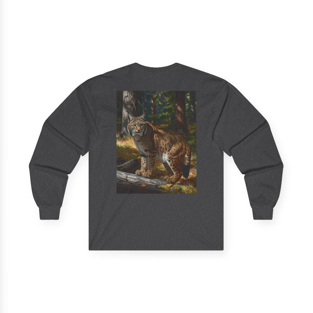 Bobcat Wilderness Long Sleeve Tee — Realistic Forest Cat Graphic