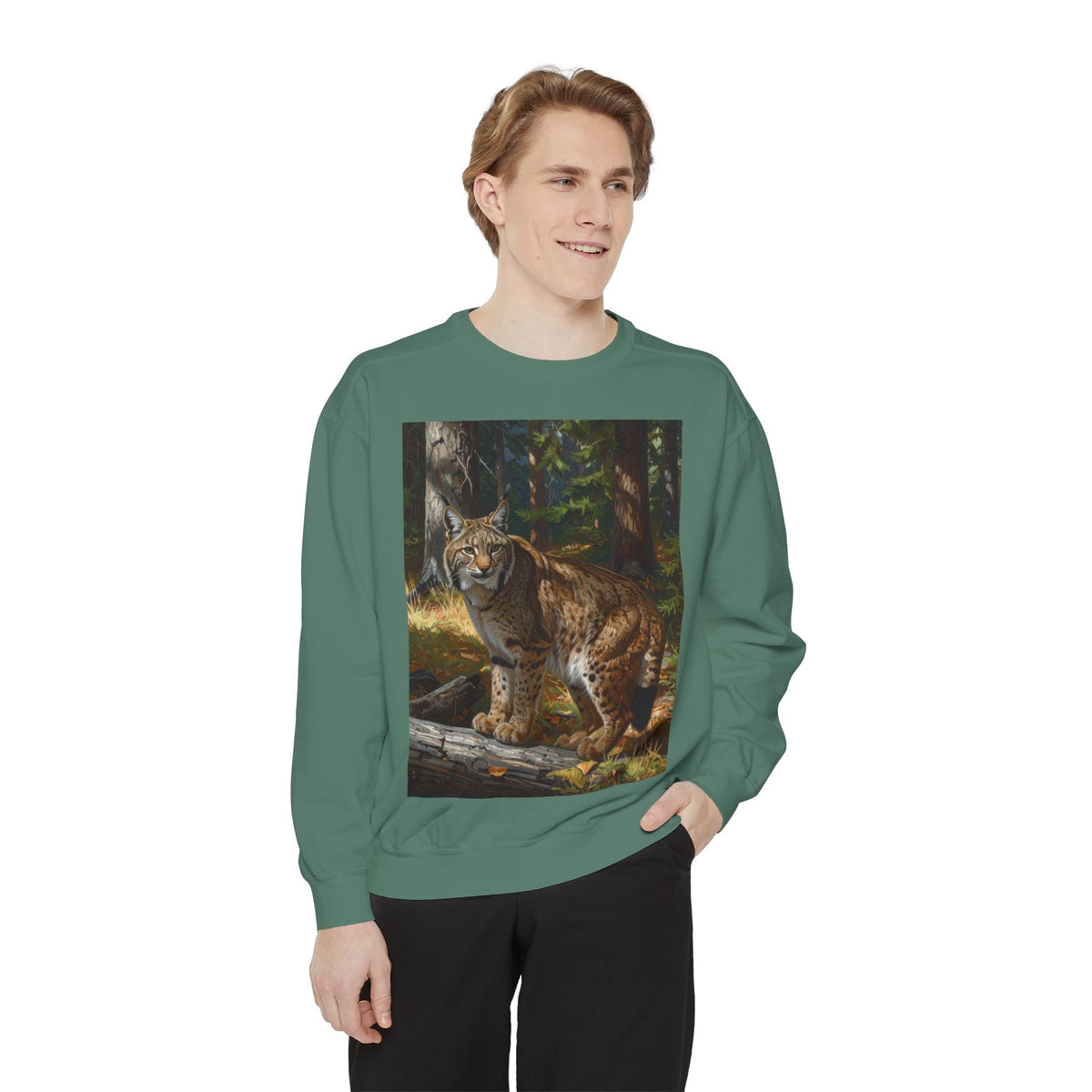 Bobcat Forest Sweatshirt — Wildlife Art Crewneck