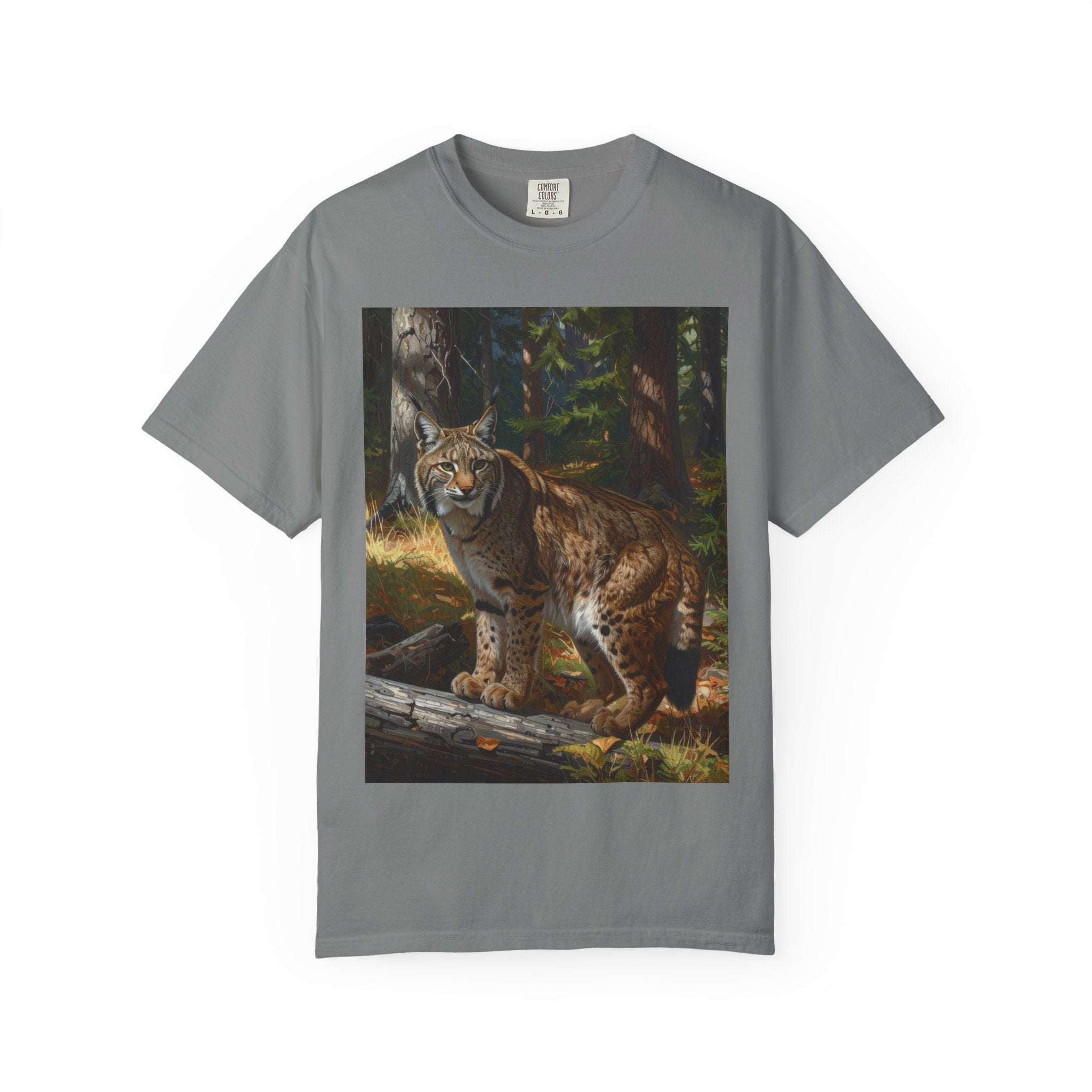 Bobcat in the Forest T-Shirt — Realistic Wildcat Nature Tee