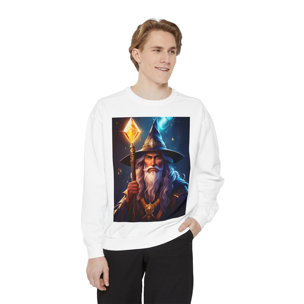 Wizard Staff Sweatshirt — Mystic Fantasy Mage Portrait Crewneck