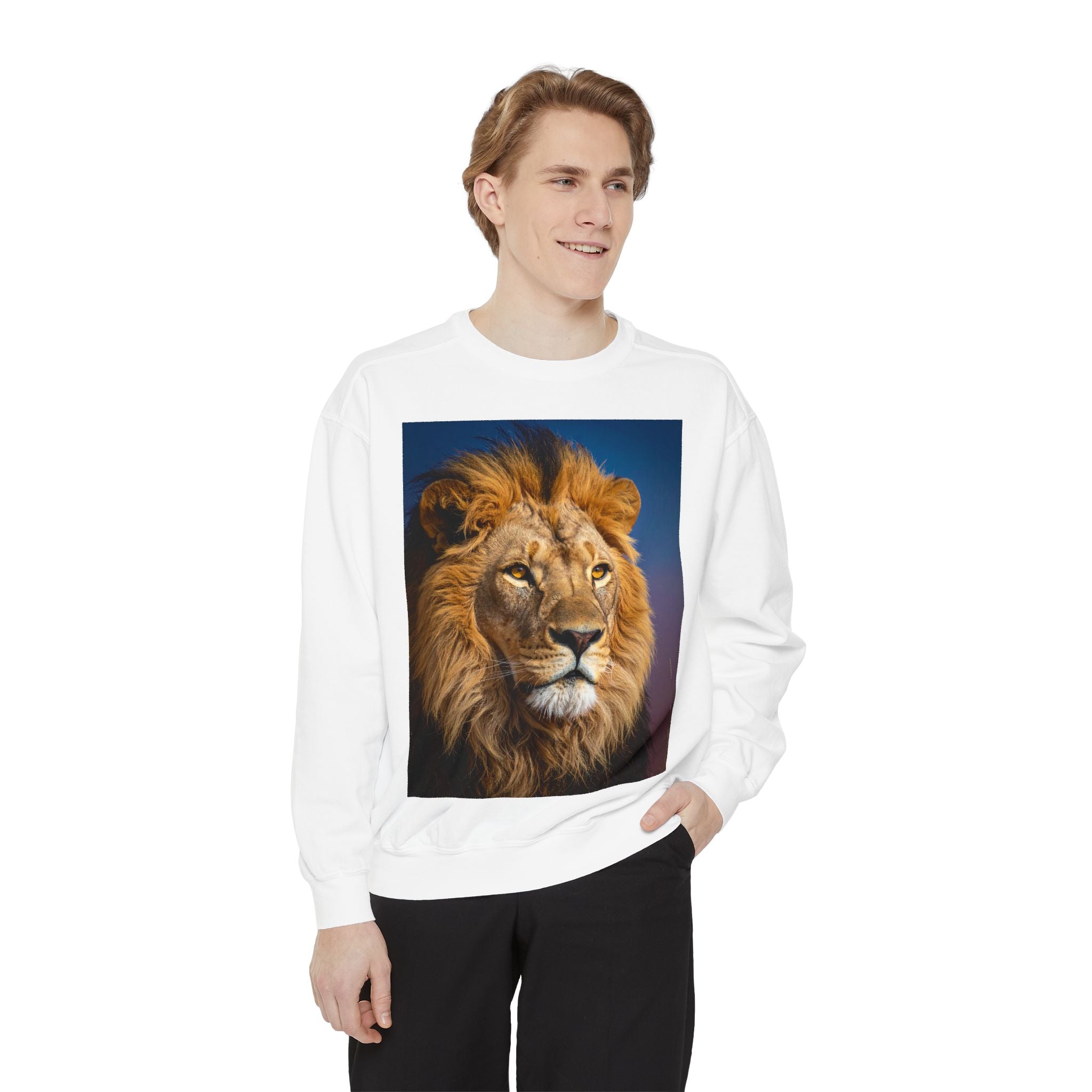 Lion Portrait Sweatshirt — Majestic Lion Graphic Crewneck