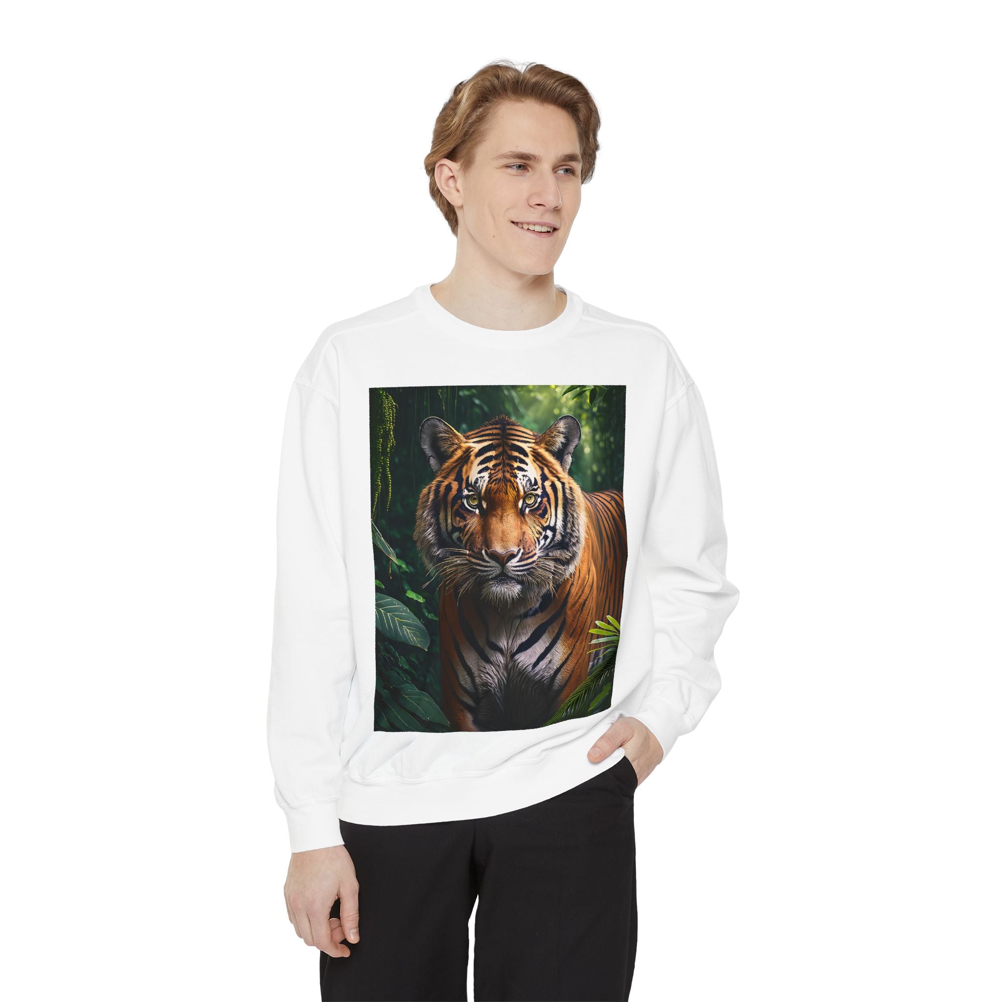 Tiger Portrait Sweatshirt — Realistic Jungle Tiger Graphic Crewneck